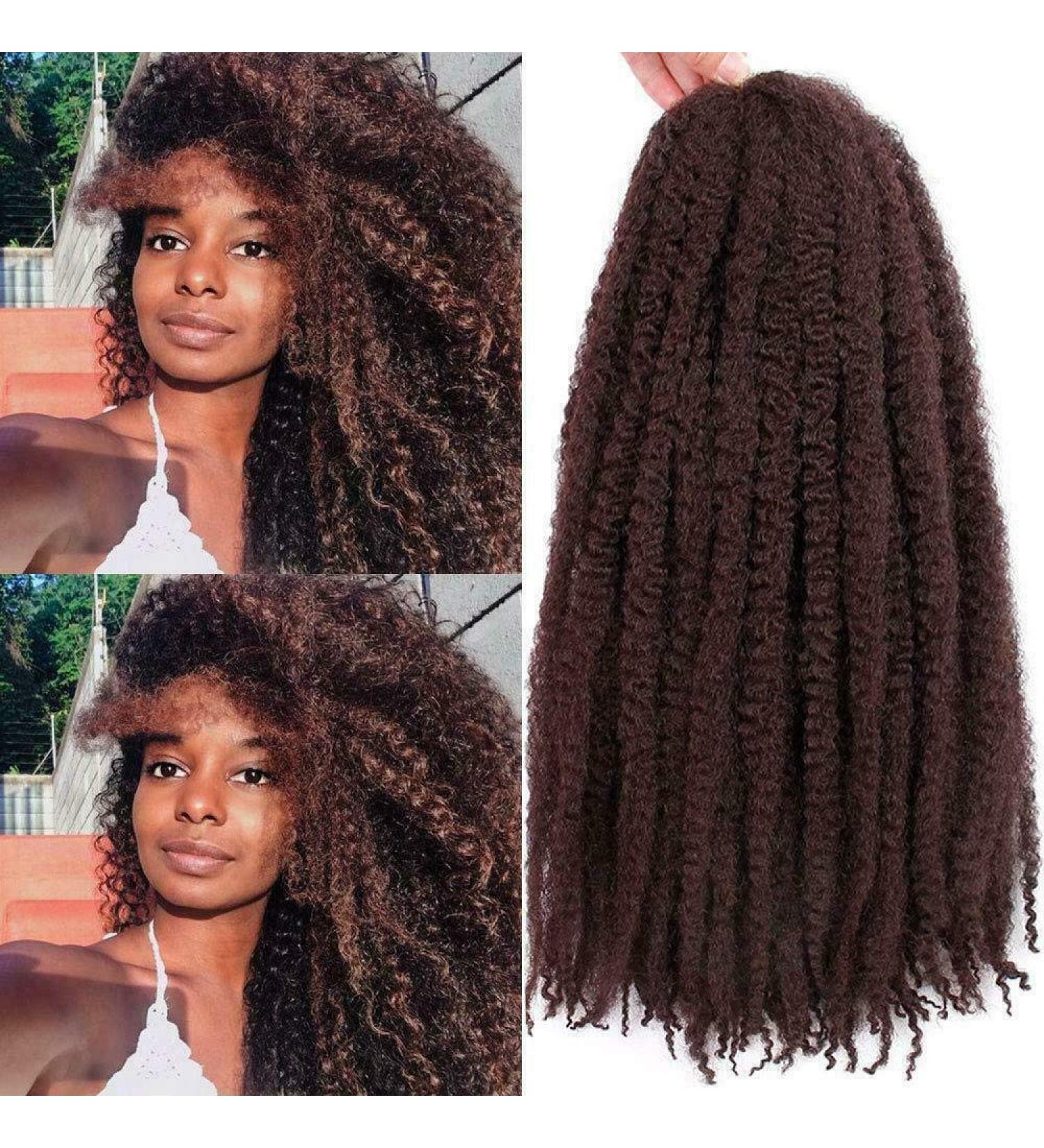 20 inch Afro Kinky Curly Twist Crochet Braid Ombre Synthetic Braiding Hair Extension 100grams by ruech (33 Auburn Chestnut)