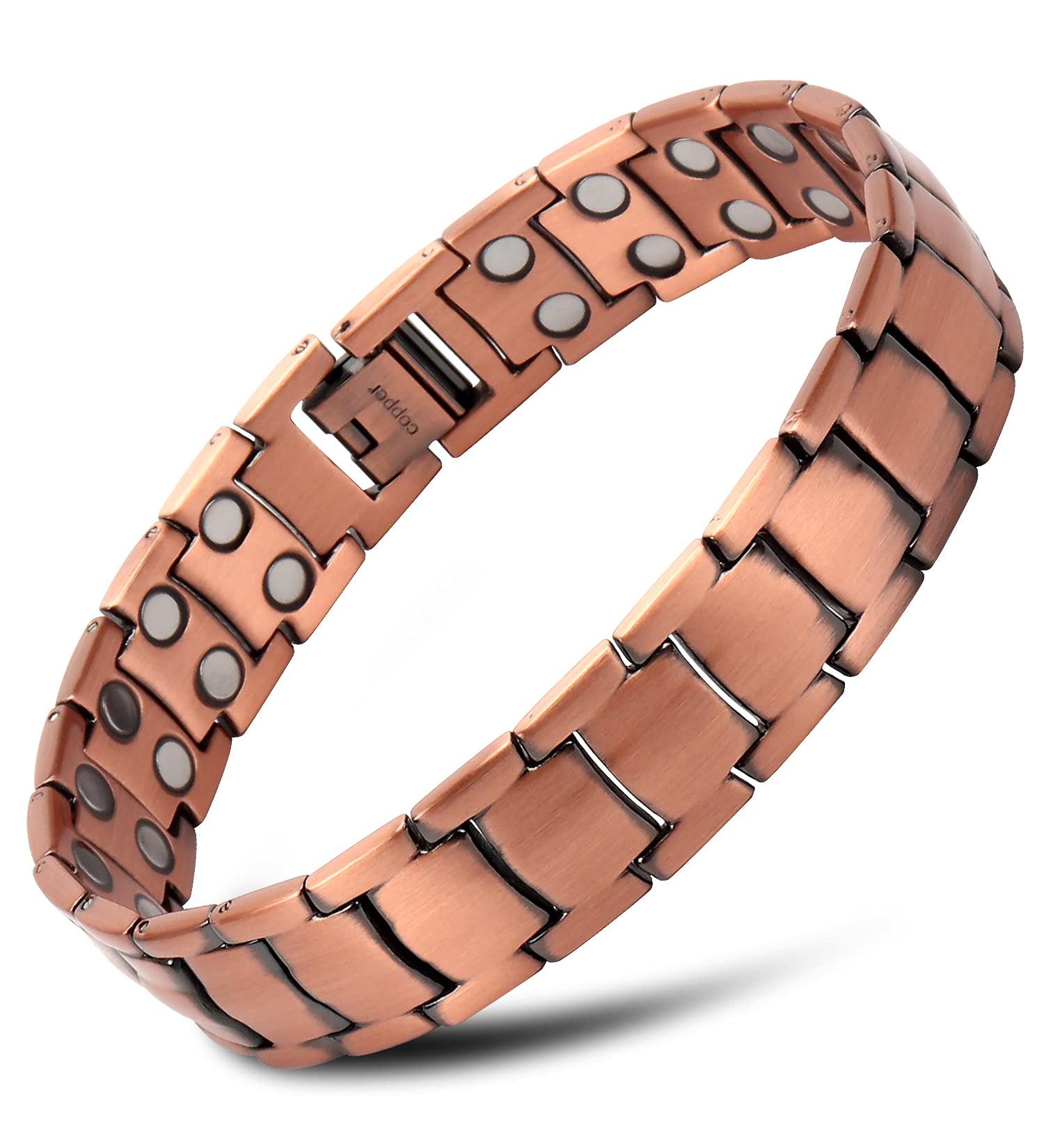 NORTH RING 99.9% Pure Copper Magnetic Bracelet - 3000 Gauss for Men - Adjustable Length & Double-Row Strong Magnets - Buy Online on SooperMarket.com