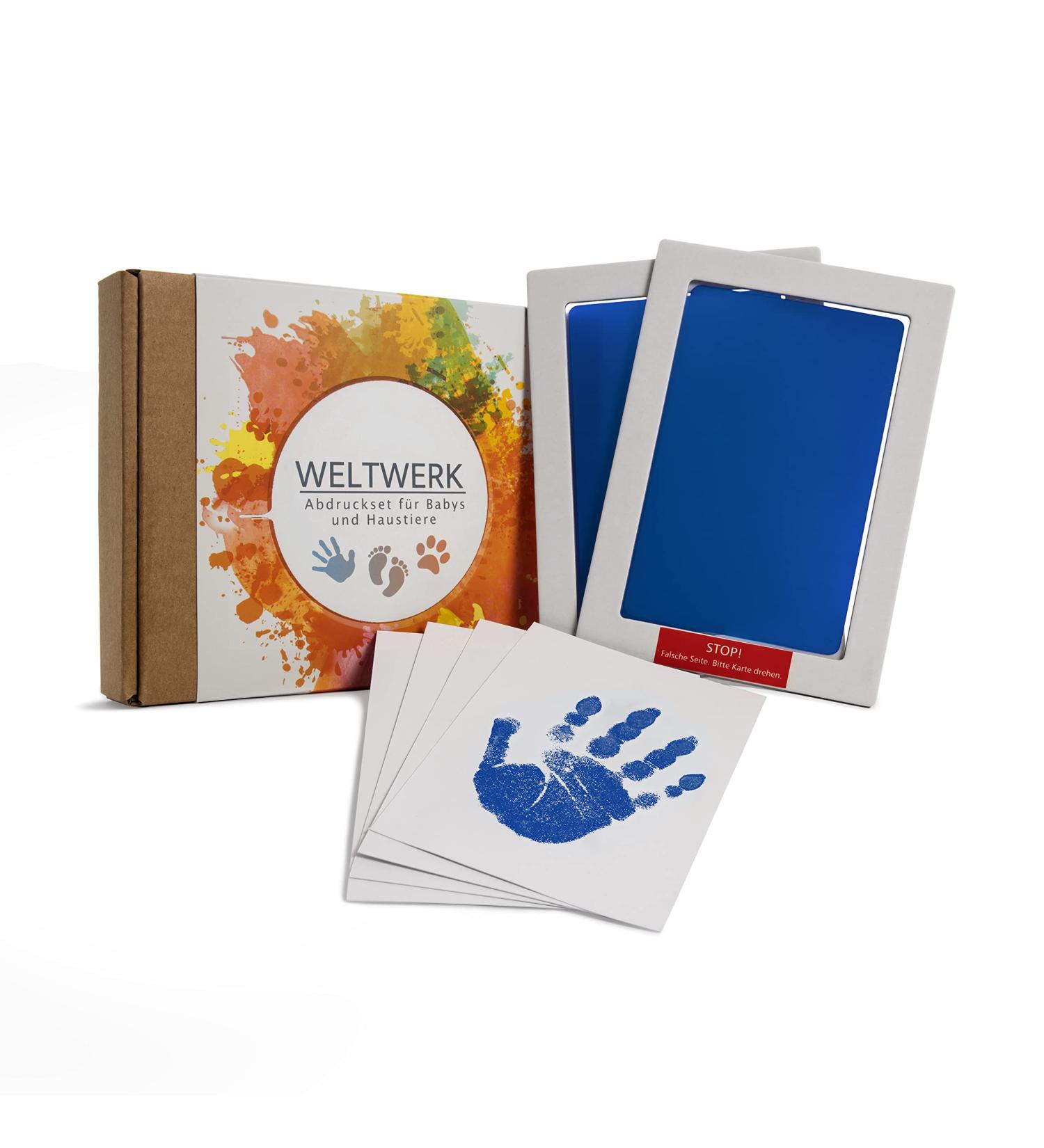 Weltwerk Non-Toxic Stamp Cushions for Handprint & Footprint - Baby Toddler & Pet Paw Print Set (2 Large Blue) - Buy Online on SooperMarket.com