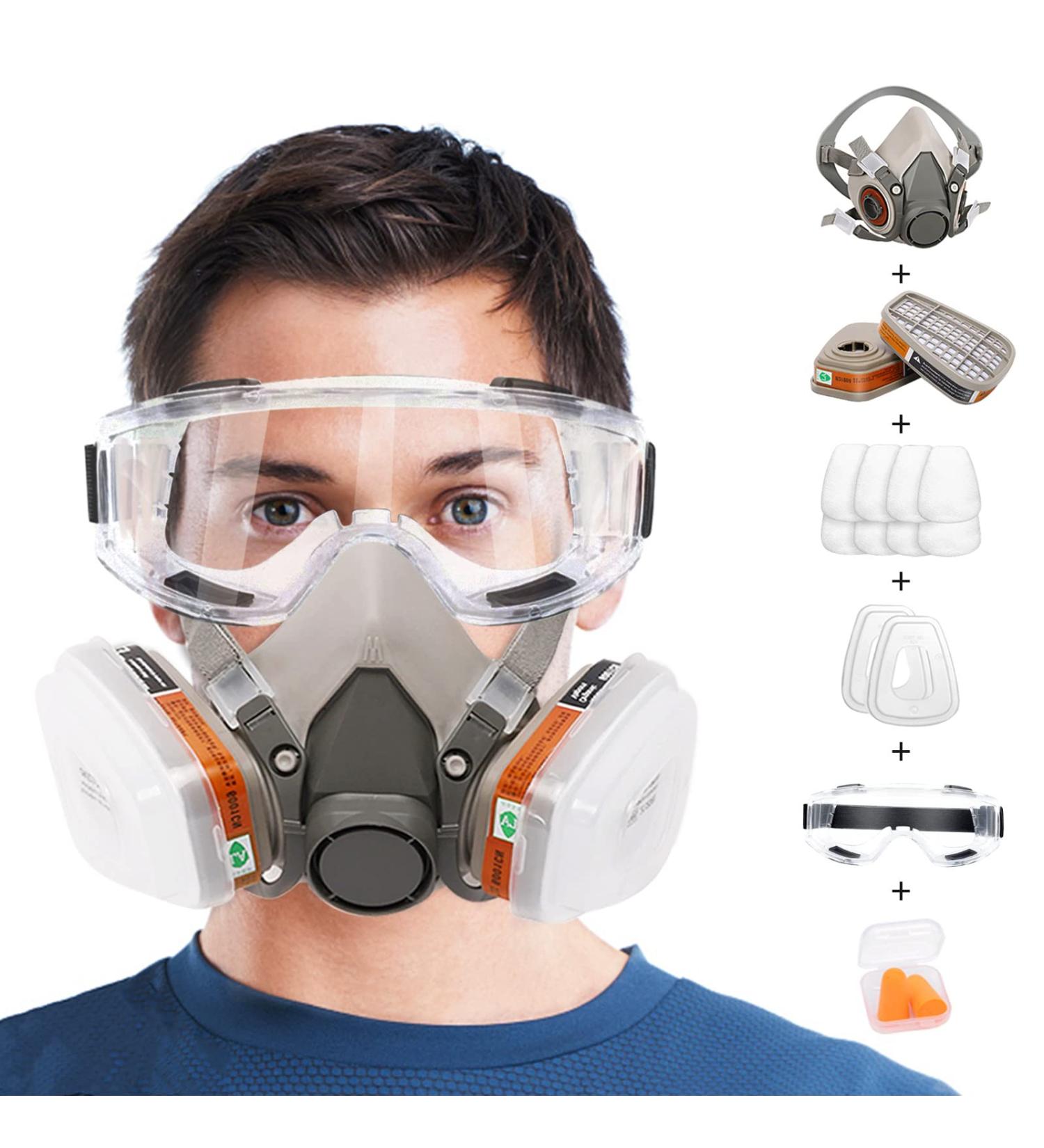 ANUNU Reusable Half Face Respirator with Filters/Goggle - Protection Against Dust, Organic Gas, and Vapors for Epoxy Resin, Welding, Woodworking - Buy Online on SooperMarket.com