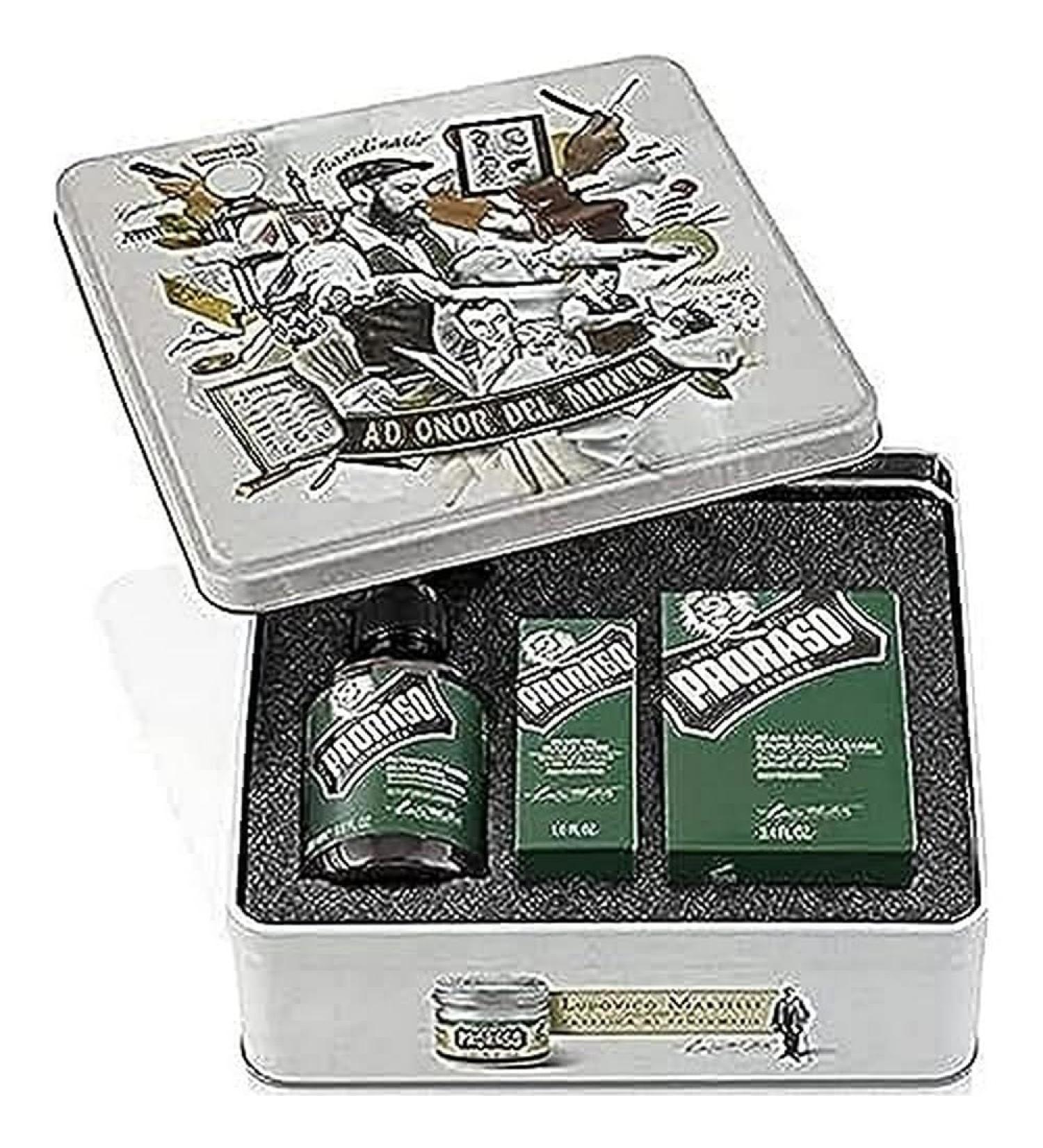 Proraso Metal Box Beard Care - Refreshing Beard Grooming Essentials for Men | Shop Internationally - Buy Online on SooperMarket.com