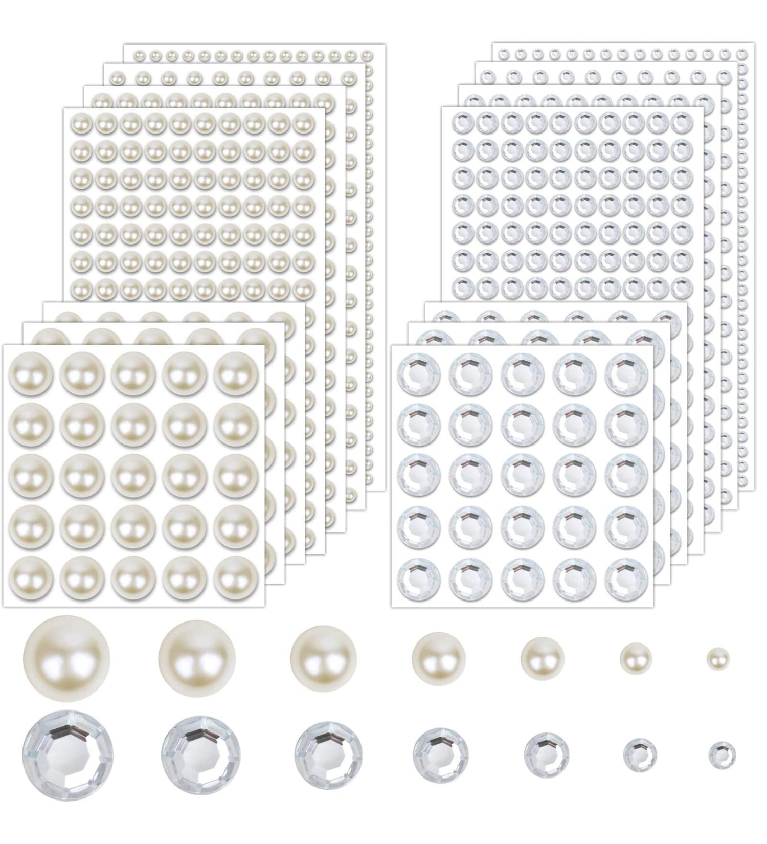 2032 Piece Self Adhesive Hair Gems, Pearls & Jewels Stickers - 7 Sizes for Makeup, Crafts & Home Decor - Buy Online on SooperMarket.com