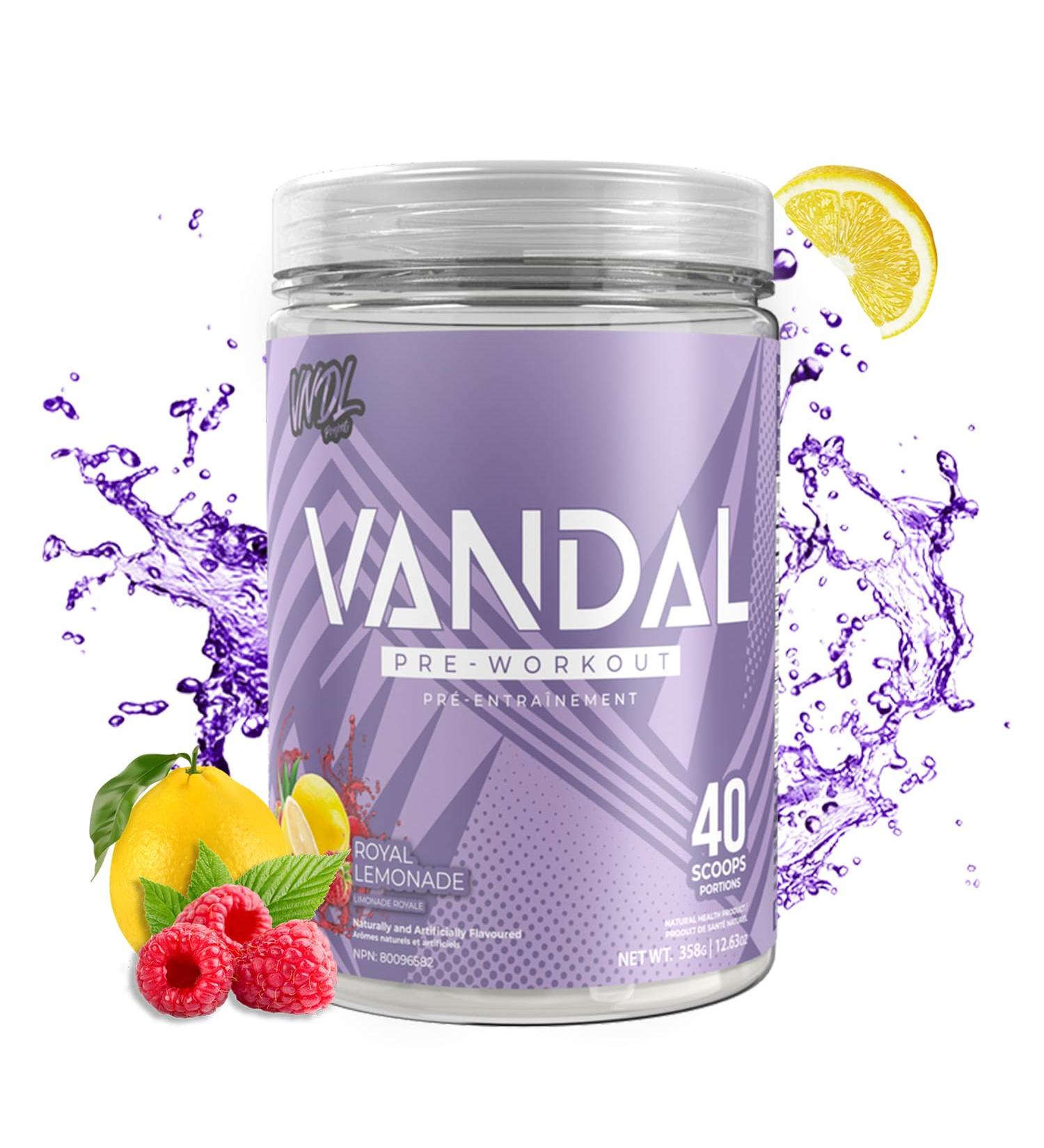 Vandal | Pre Workout Powder - Safe Nootropic Pre Workout Supplement for Men & Women | Boosts Energy Focus Performance & Recovery | Nitric Oxide Booster for Blood Flow | 40 Servings (Royal Lemonade) - Buy Online on SooperMarket.com