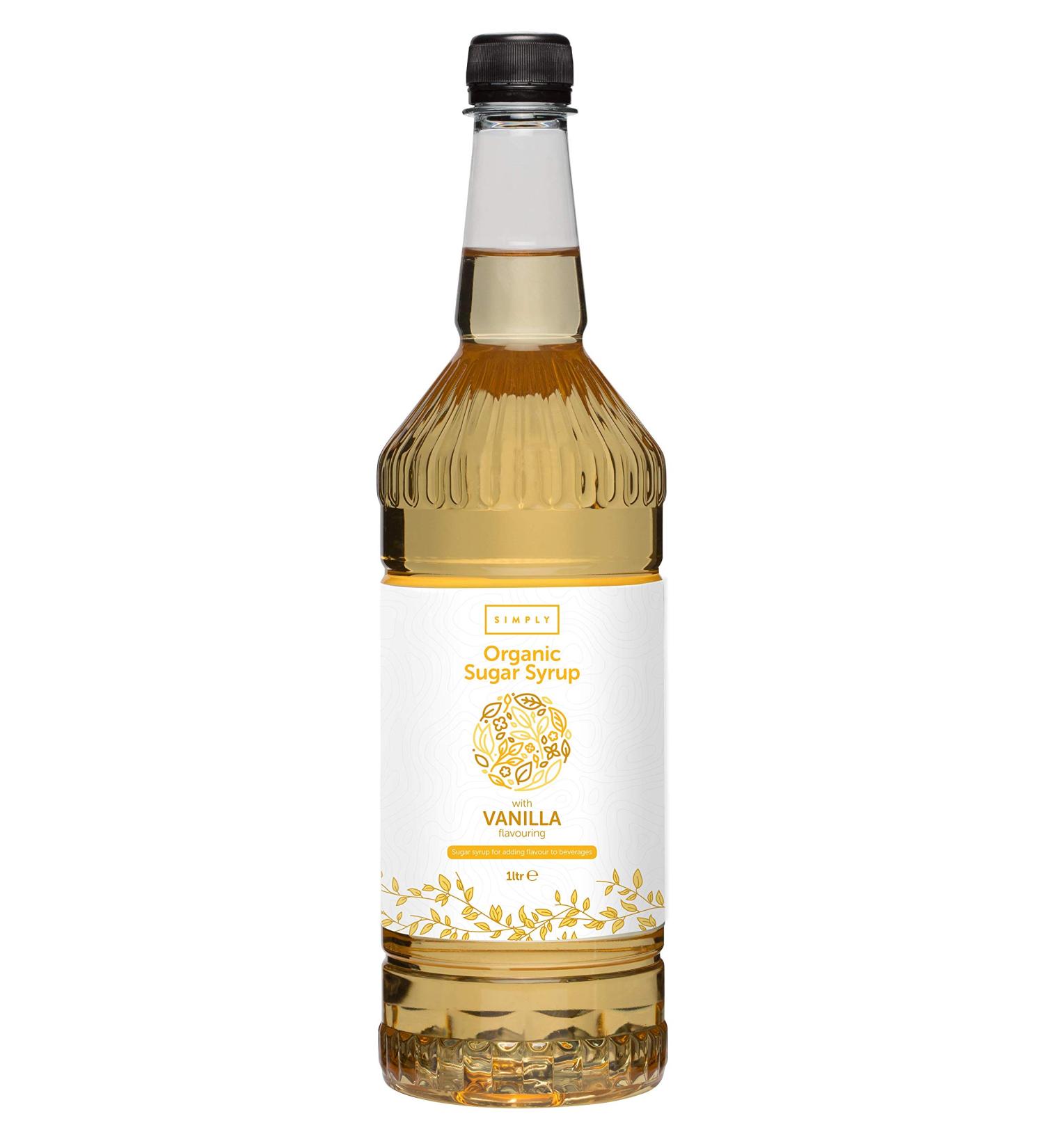Simply Organic Vanilla Syrup Vegan & Nut Free Natural Flavoured Syrup for Coffee Cocktails & Baking (1 Litre) Vanilla 1 l (Pack of 1)