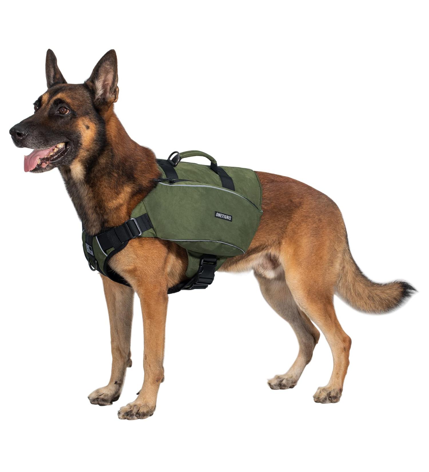 OneTigris CAMELUS Dog Backpack for M/L Size Dogs - Tear-Resistant Hiking & Camping Gear in Ranger Green - Buy Online on SooperMarket.com