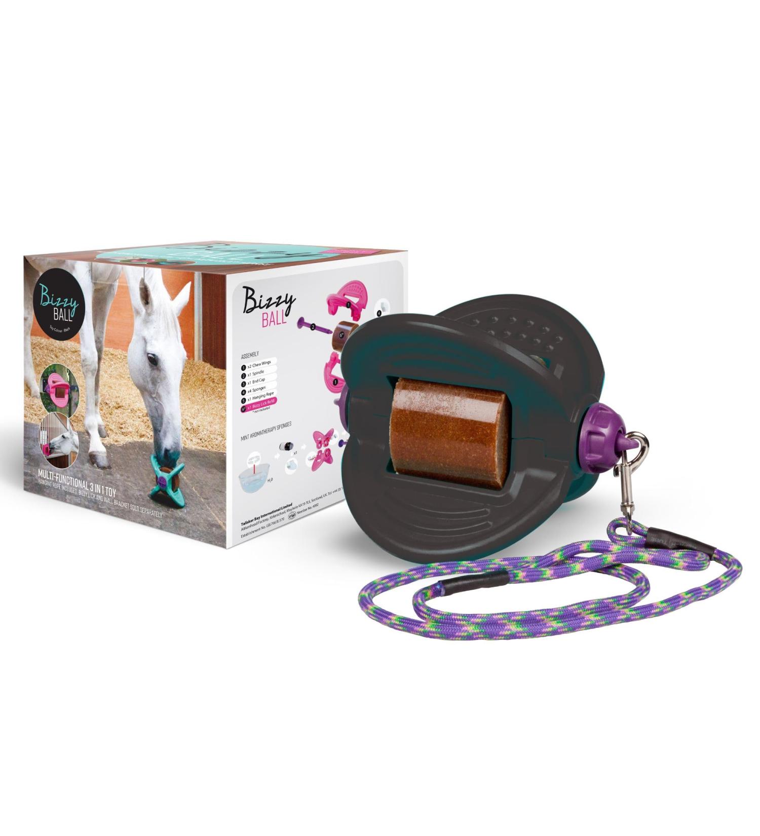 Bizzy Ball Horse Toy Black | Bizzy Lick Holder Reduce Boredom in Horses | Innovative Design | Peppermint Essential Oil included | 847g - Buy Online on SooperMarket.com