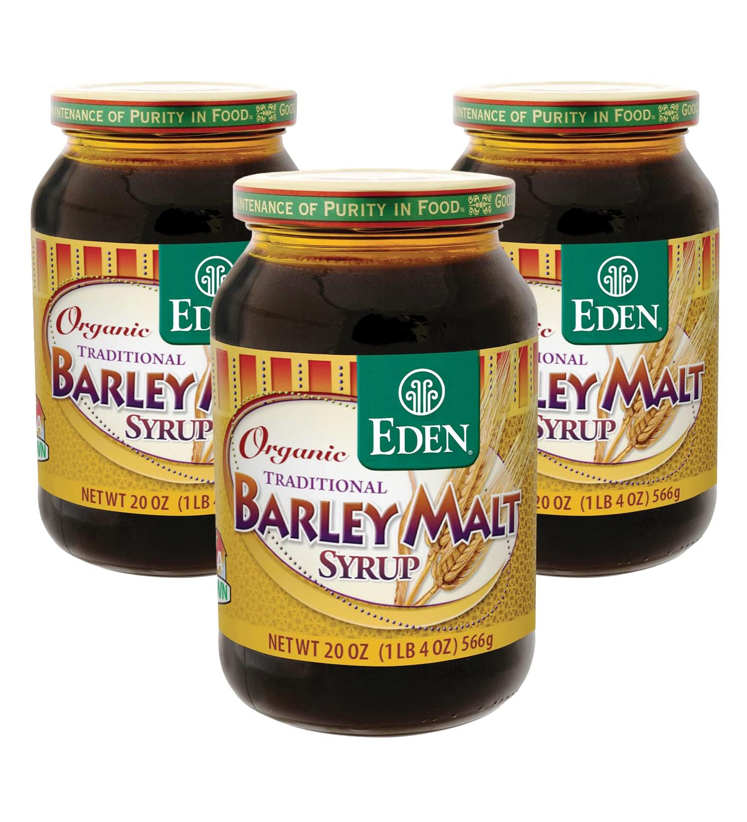 Eden Traditional Organic Barley Malt Syrup 20 oz Glass Jar (3-Pack) | Non-GMO, USA Grown & Made | Non-Diastatic | 1.25 lbs (Pack of 3) - Buy Online on SooperMarket.com
