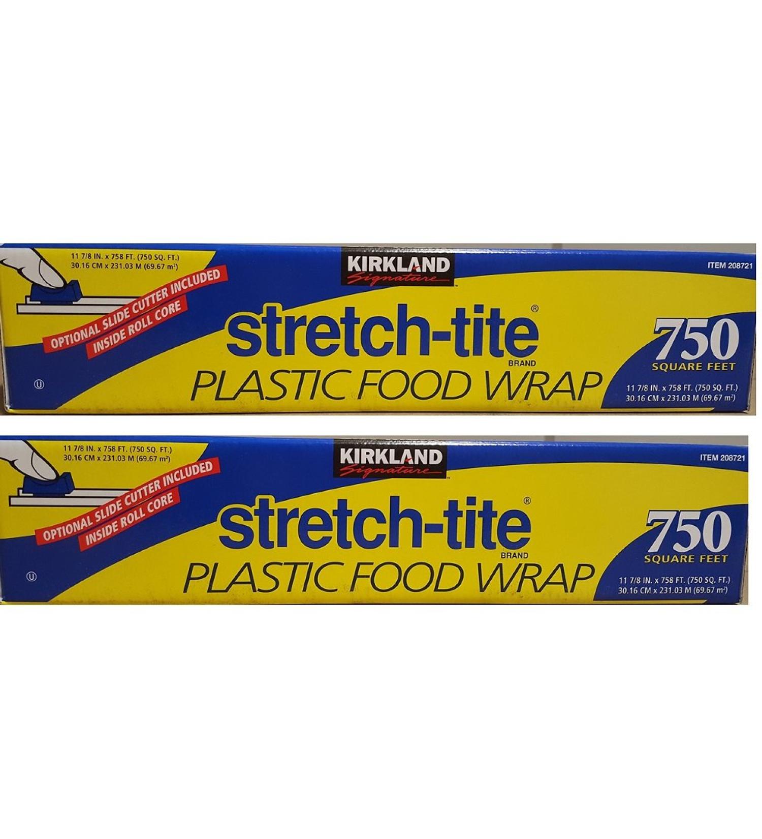 Kirkland Signature Stretch Tite Plastic Food Wrap eXiZgc 2 Packs (750 Sq ft Food Wrap)