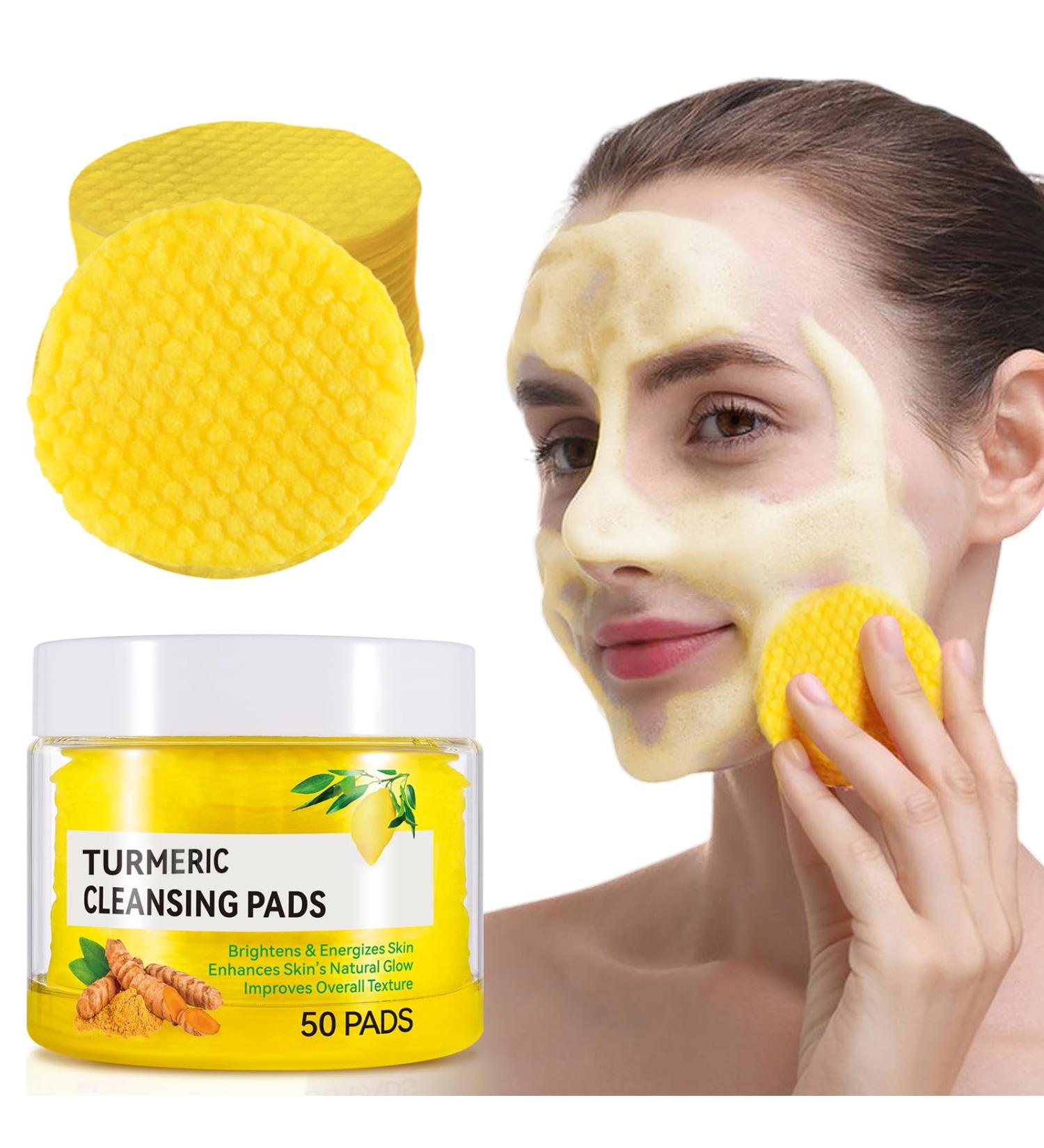Turmeric Cleansing Pads - Exfoliating Face Pads for Dark Spots | Gentle Cleanser for All Skin Types | 50 Count - Buy Online on SooperMarket.com