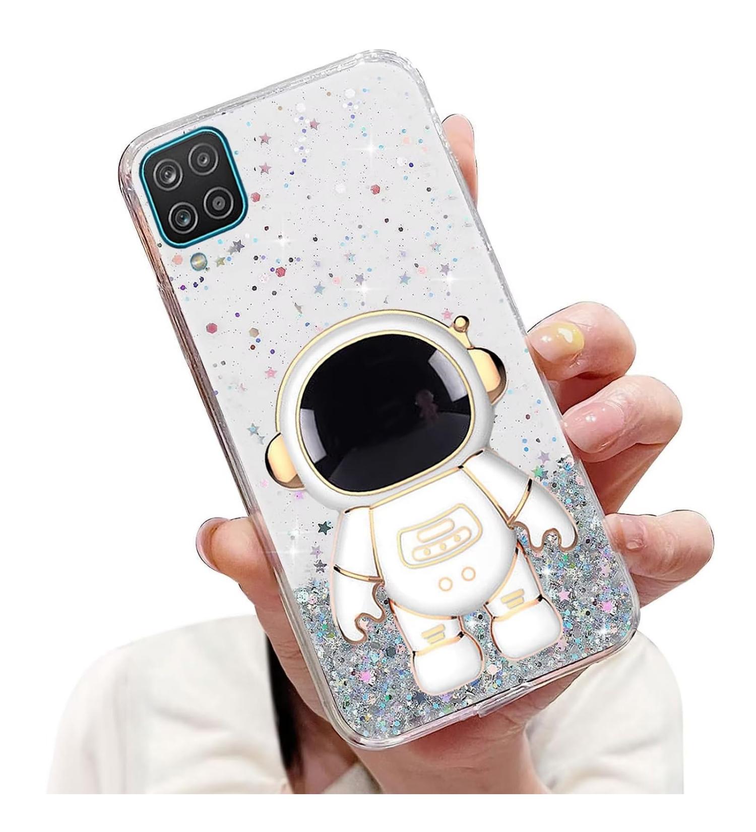 Buy Tivenfezk Nadoli Astronaut Stand Shell for Samsung Galaxy A12 4G/5G - Glitter Soft Silicone Bling Clear Protective Cover - Buy Online on SooperMarket.com