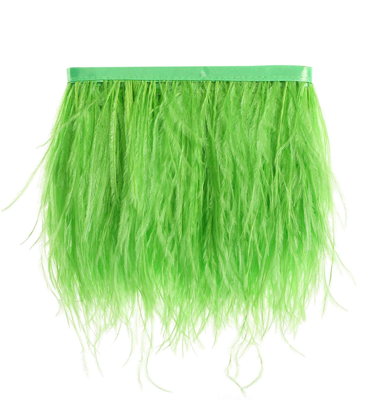 Ostrich Feather Fringe Trim - Grass Green 2 Yards for Sewing Crafts & Costume Decor - Buy Online on SooperMarket.com