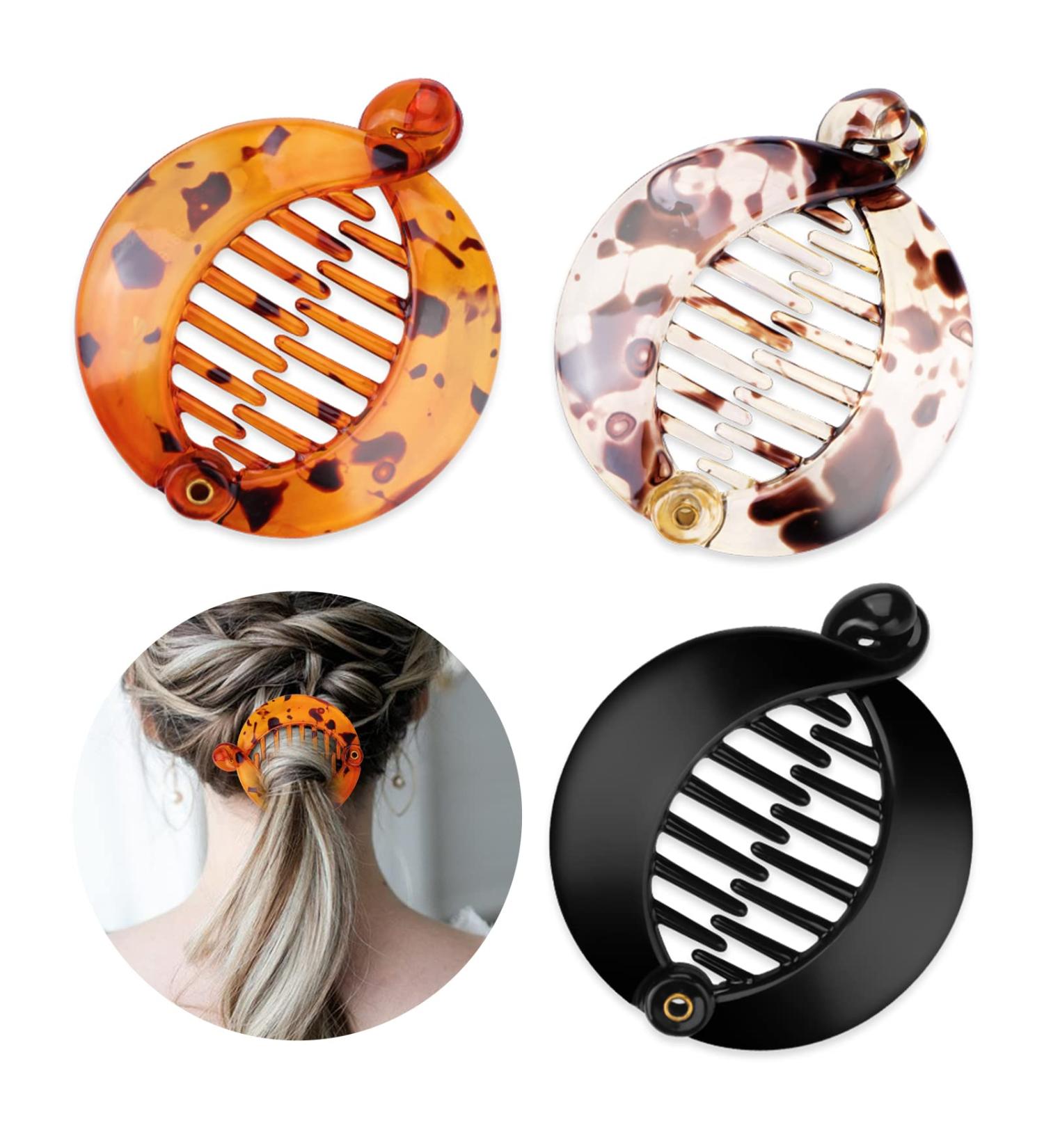 WLLHYF Hair Clips 3 Pieces Resin Banana Round Fish Clips for Women Girls Ladies Fishtail Wide Tort Toned Comb Hair Accessories - Buy Online on SooperMarket.com