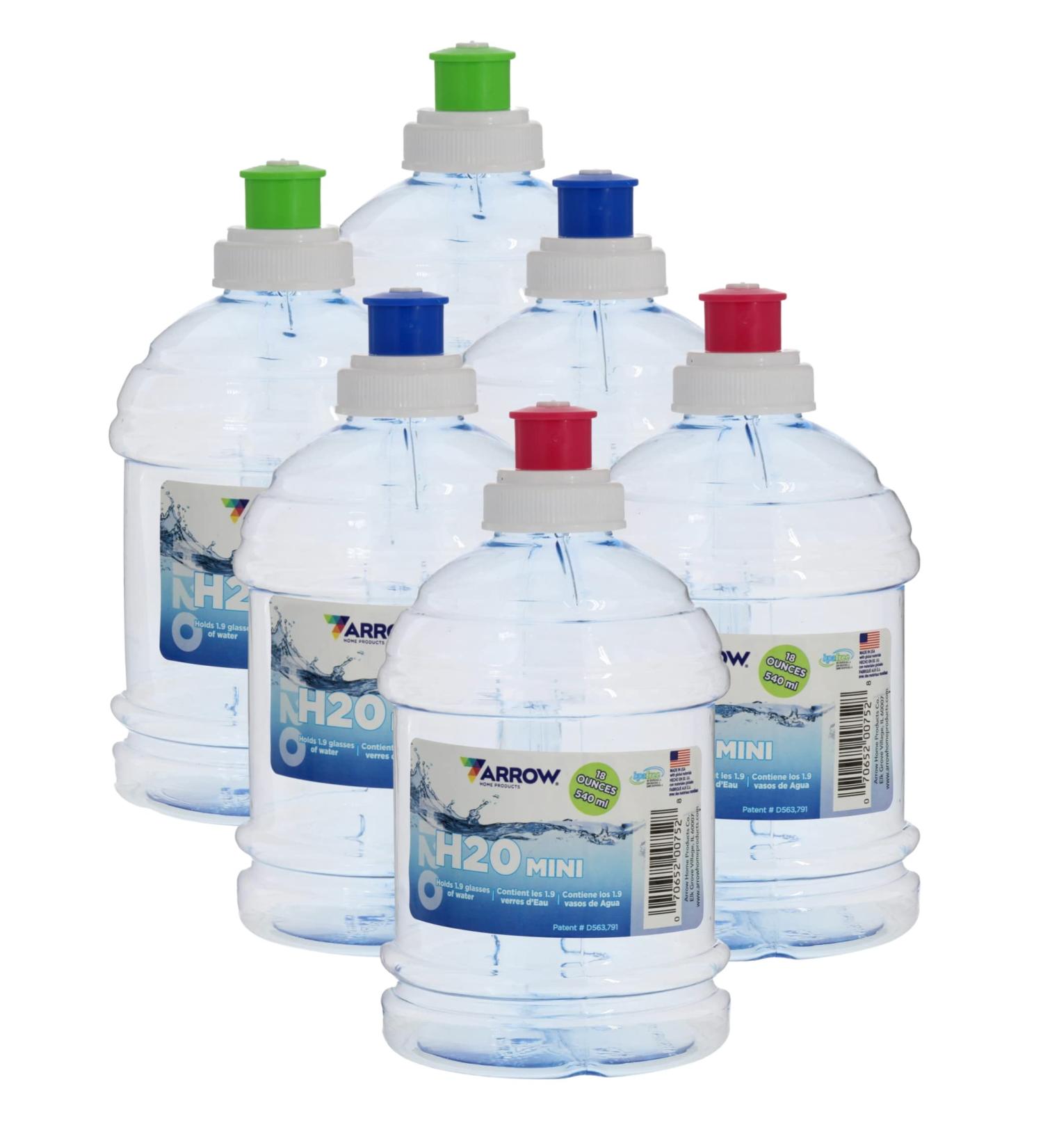Arrow H2O On The Go 18 fl oz Mini Water Bottle 6 Pack - BPA Free, Made in USA - Ideal for School & Sports Practice - Buy Online on SooperMarket.com