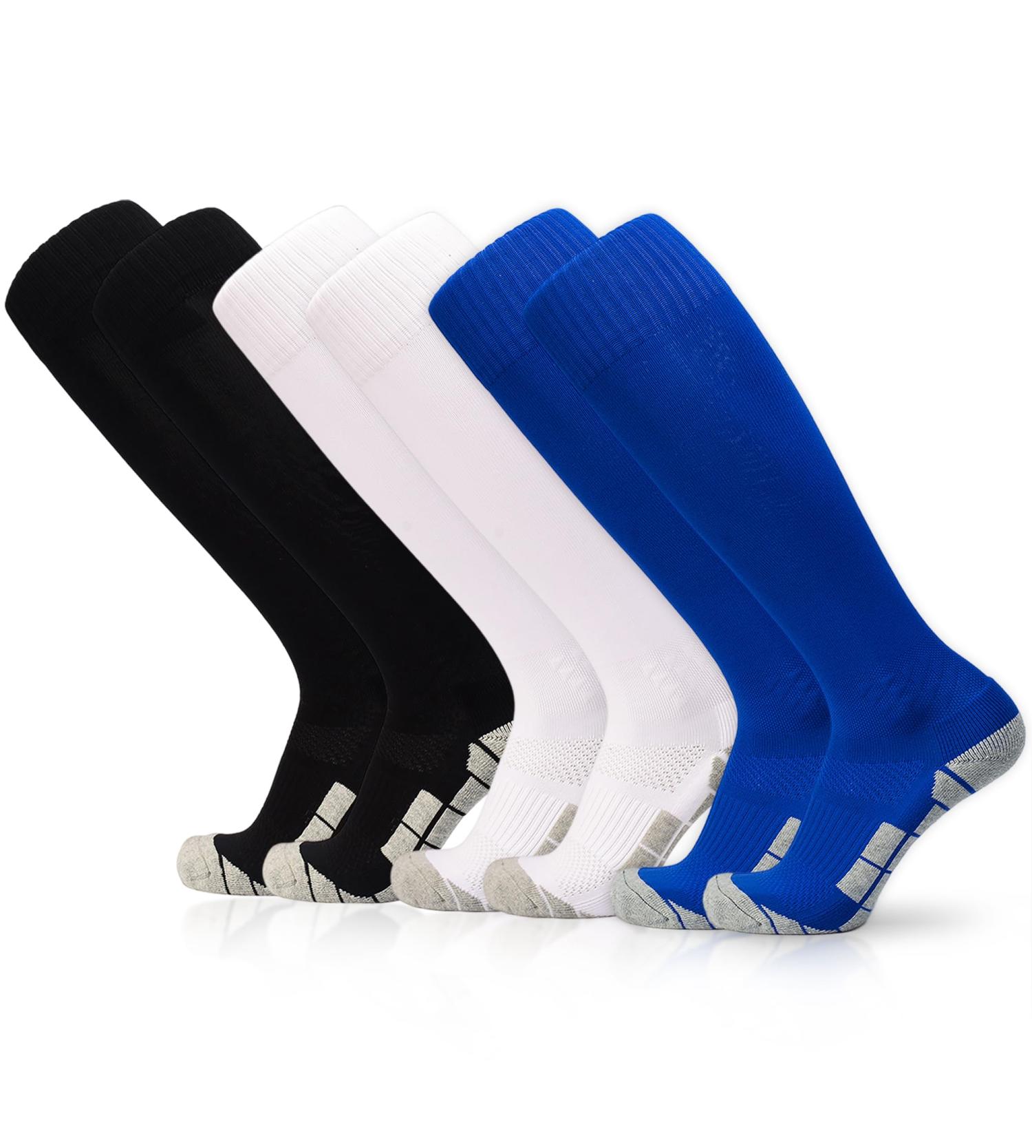 Buy Elutong Children's Football Socks - Unisex Training Socks Comfortable & Breathable Non-Slip Size 33-45 Black/White/Blue - Buy Online on SooperMarket.com