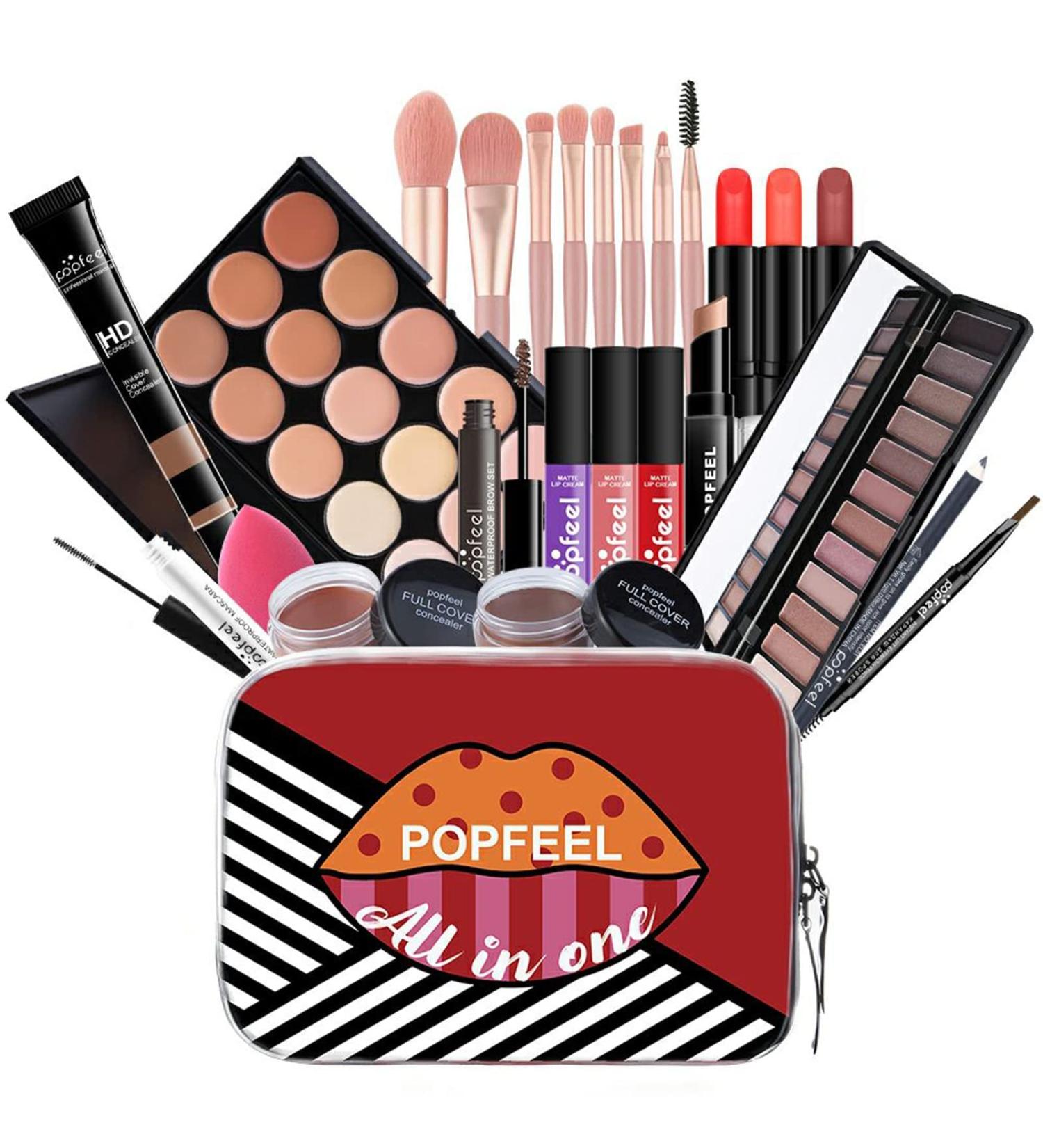 FantasyDay Multifunctional Makeup Gift Set - Complete Cosmetics Kit for Face Eyes & Lips | Eyeshadow Palette Lipstick Rouge Mascara & Brushes - Buy Online on SooperMarket.com