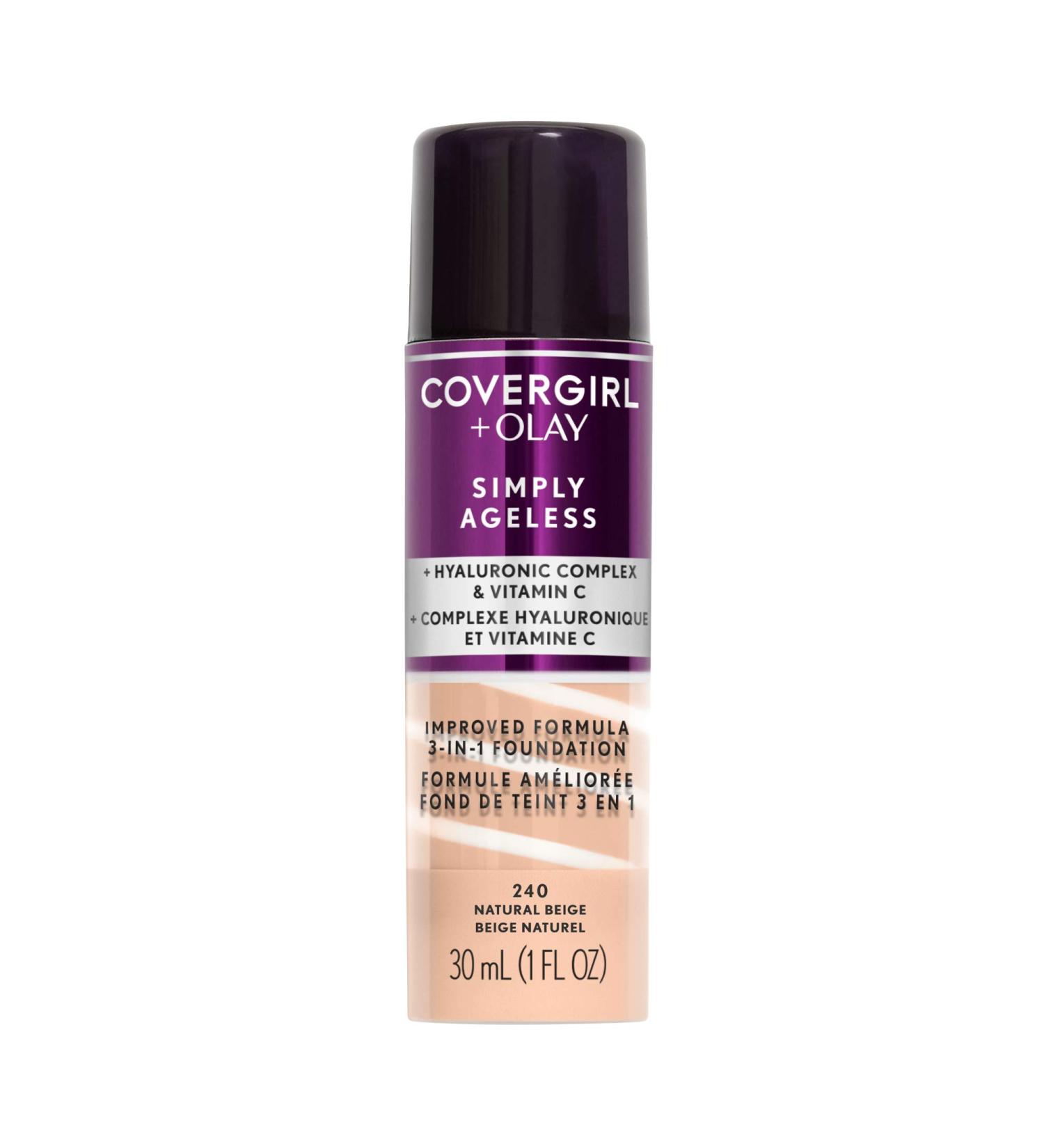 Covergirl Olay Simply Ageless 3-in-1 Foundation 240 Natural Beige - 1 fl oz | Anti-Aging Makeup - Buy Online on SooperMarket.com