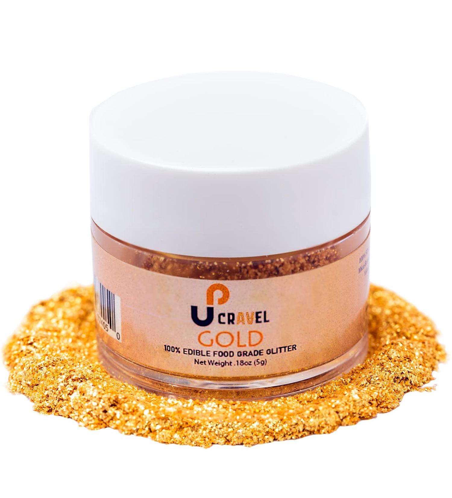 Edible Glitter for Drinks, Food & Desserts - 100% Edible Tasteless Sprinkles for Cake Decorating - Vegan, Gluten & Nut Free - Made in USA - Gold 0.18oz - Buy Online on SooperMarket.com