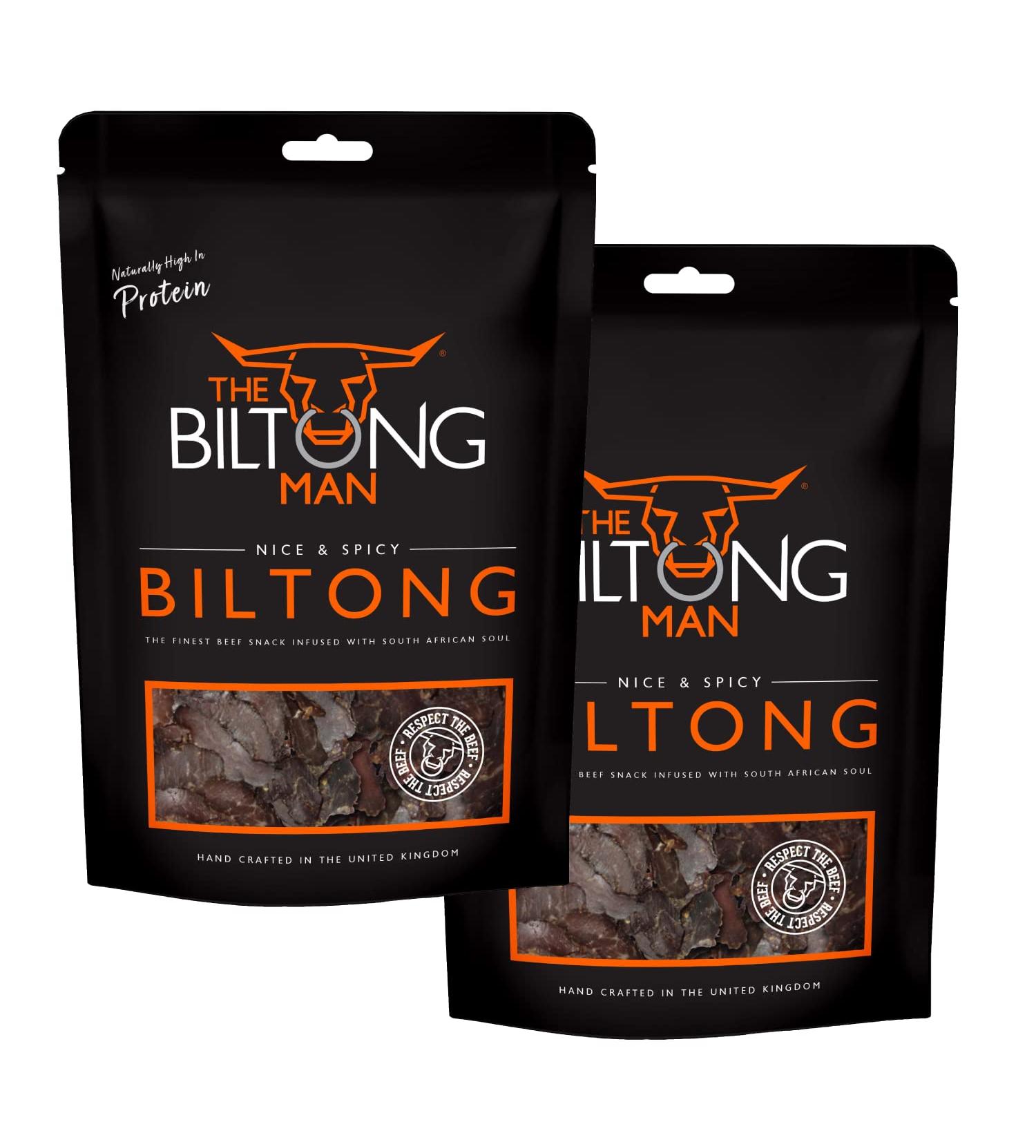 The Biltong Man Nice n Spicy Beef Biltong 1Kg - High Protein & Low Calorie Gluten-free Snack - Buy Online on SooperMarket.com