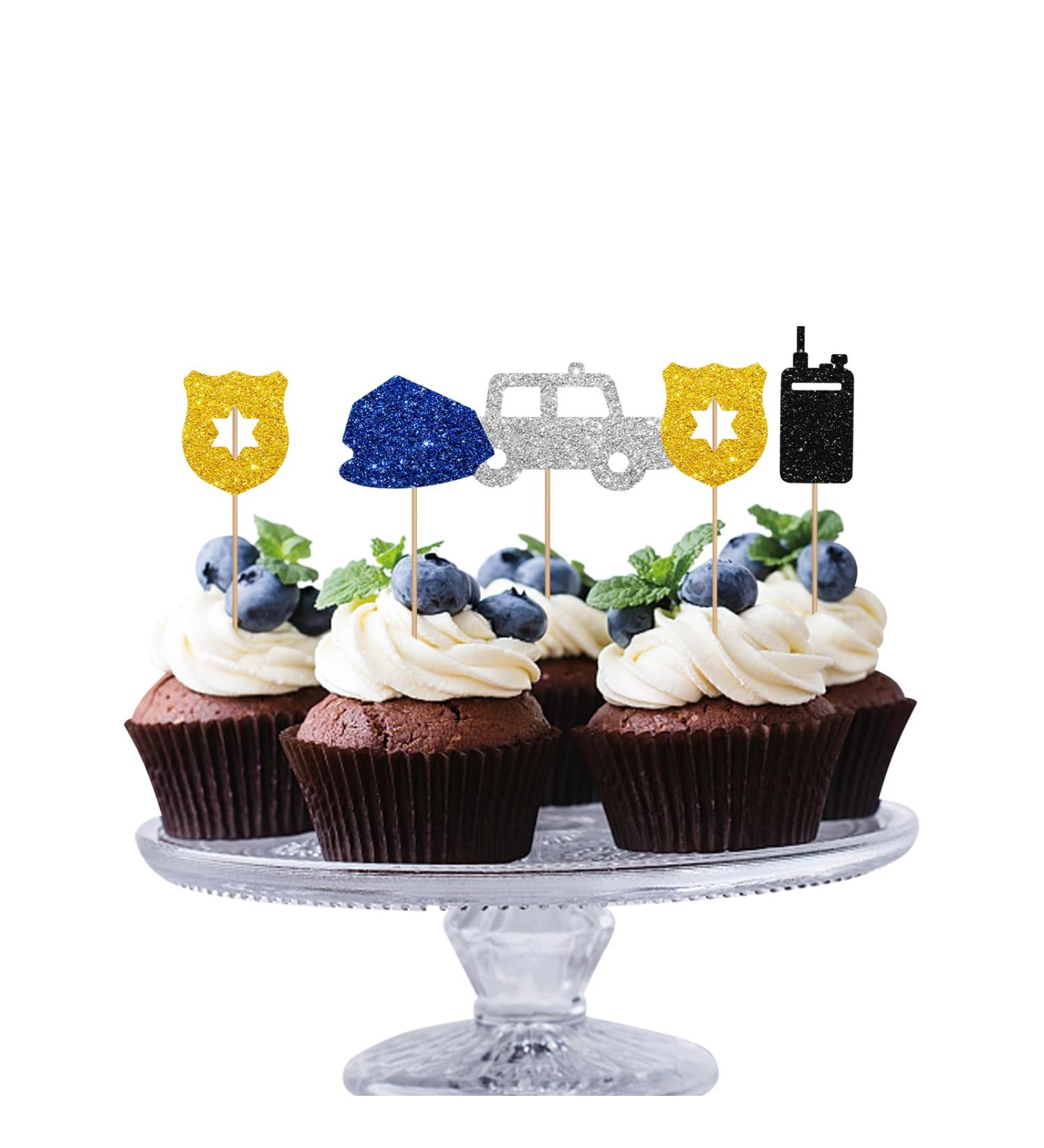 24Pcs Police Cupcake Toppers Police Officer Cupcake Toppers for Boy Colorful Glitter Policemen Cupcake Picks for Baby Shower Police Birthday Party Decoration - Buy Online on SooperMarket.com