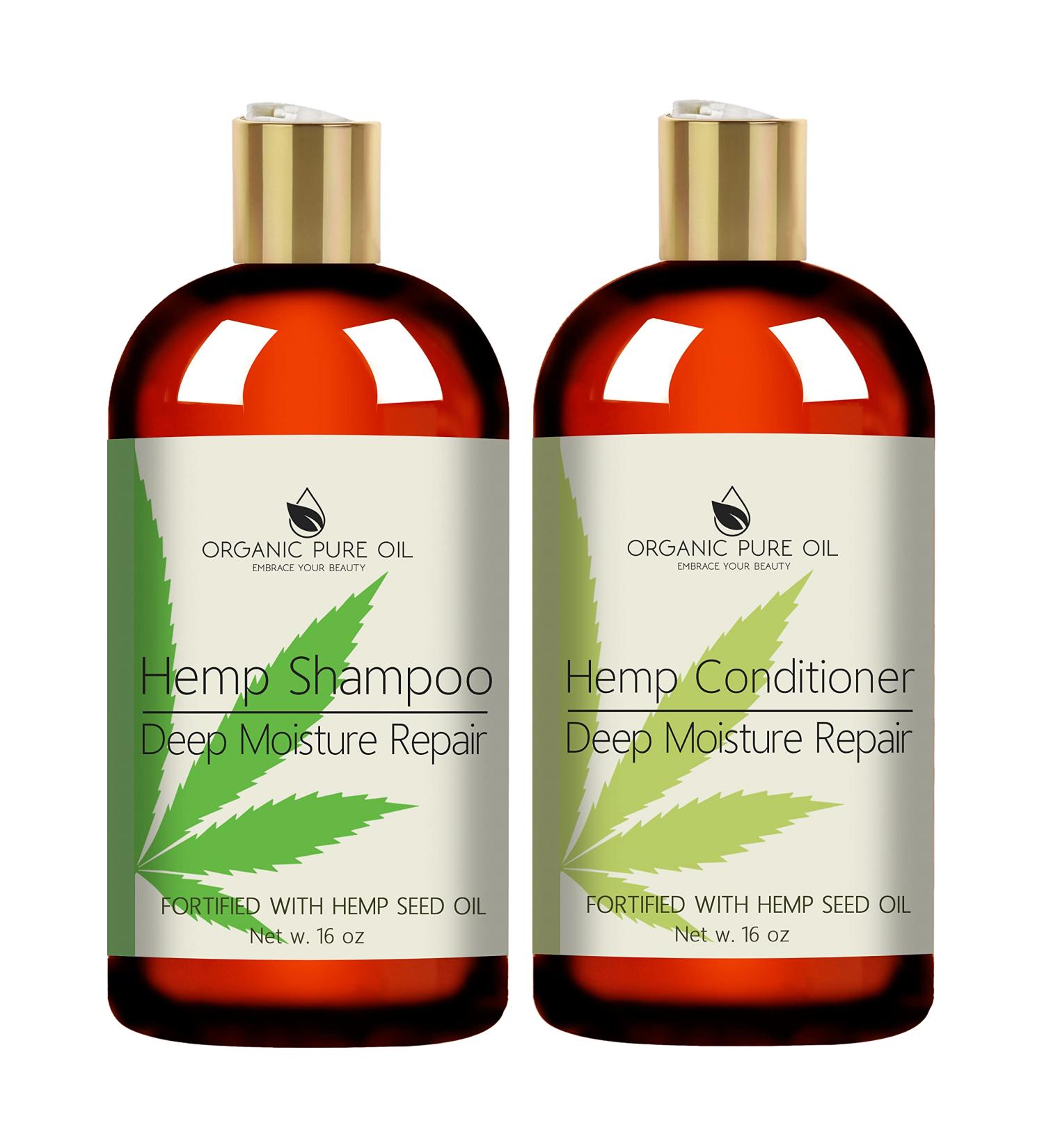 Hemp Hydrating Shampoo & Conditioner Set - 16 oz | Sulfate Free All Natural for Color Treated & Curly Hair | Men & Women - Buy Online on SooperMarket.com