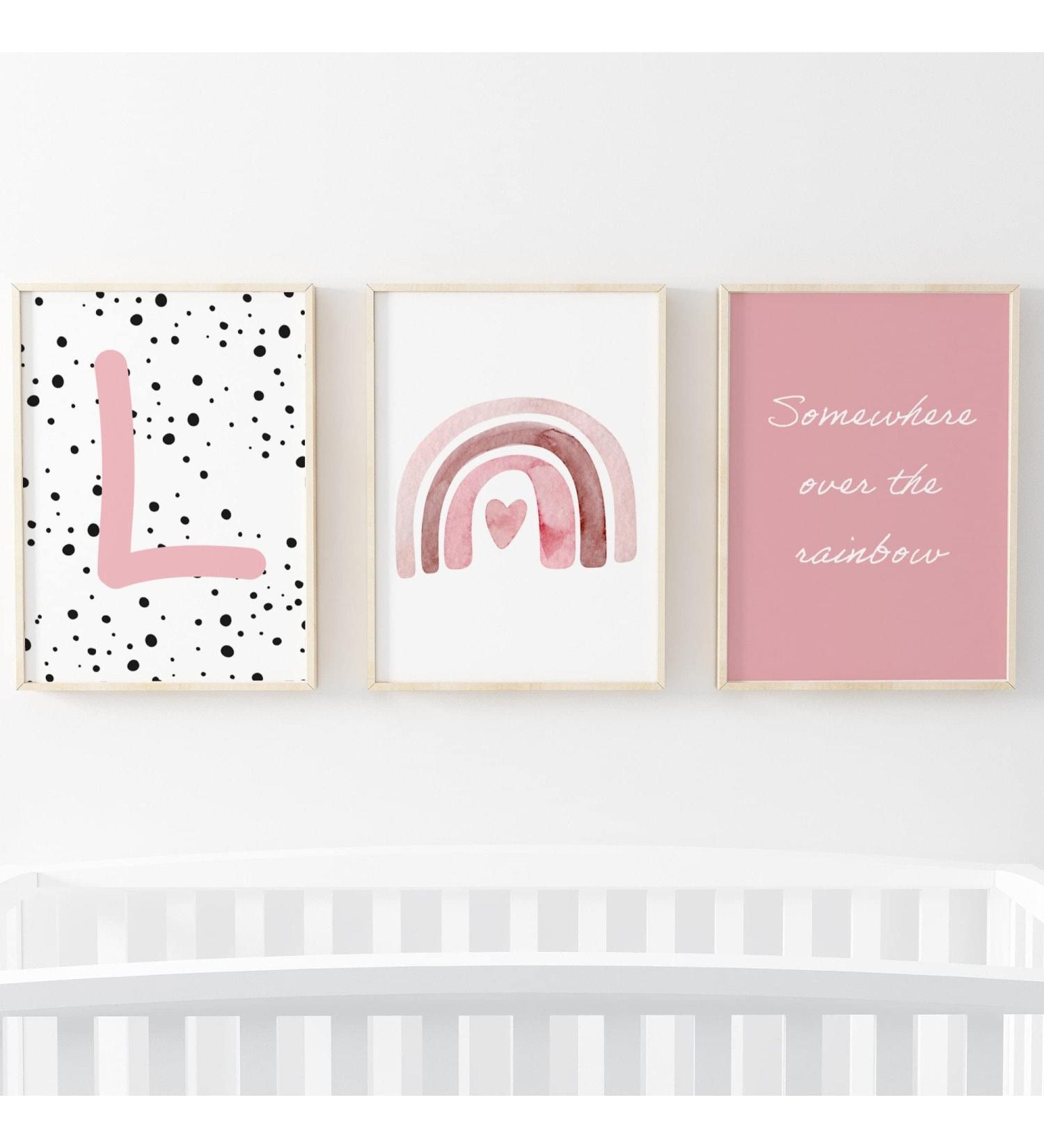 Pompom Prints Set - Rainbow Nursery Decor - Scandi Boho Style - Playroom Wall Art - Set of 3 Girls Bedroom Prints (A4 L) - Buy Online on SooperMarket.com