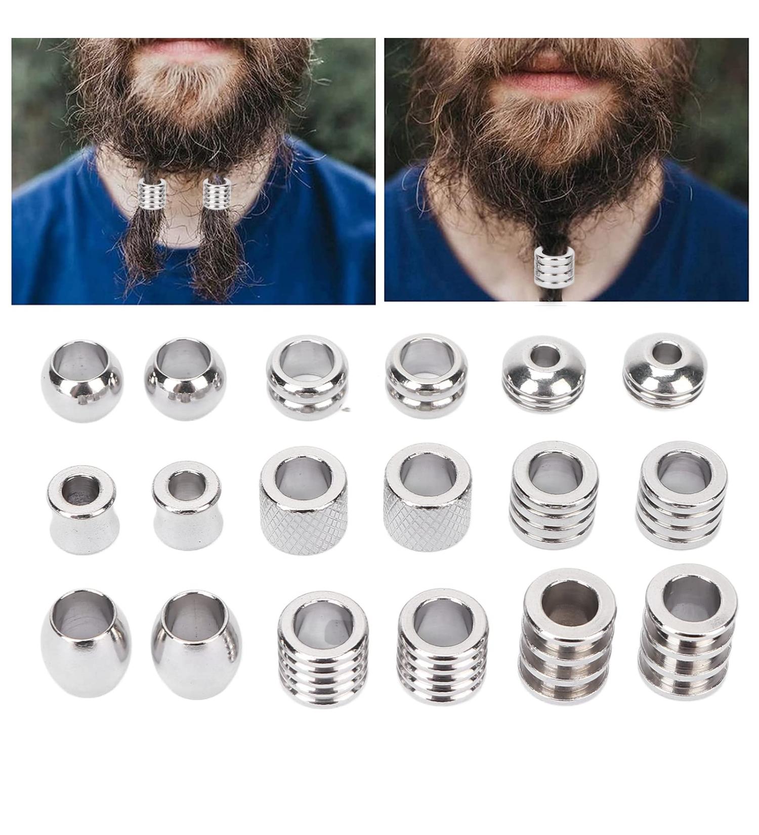 18PCS Stainless Steel Hair & Beard Beads for Braiding - Viking Style - Buy Online on SooperMarket.com