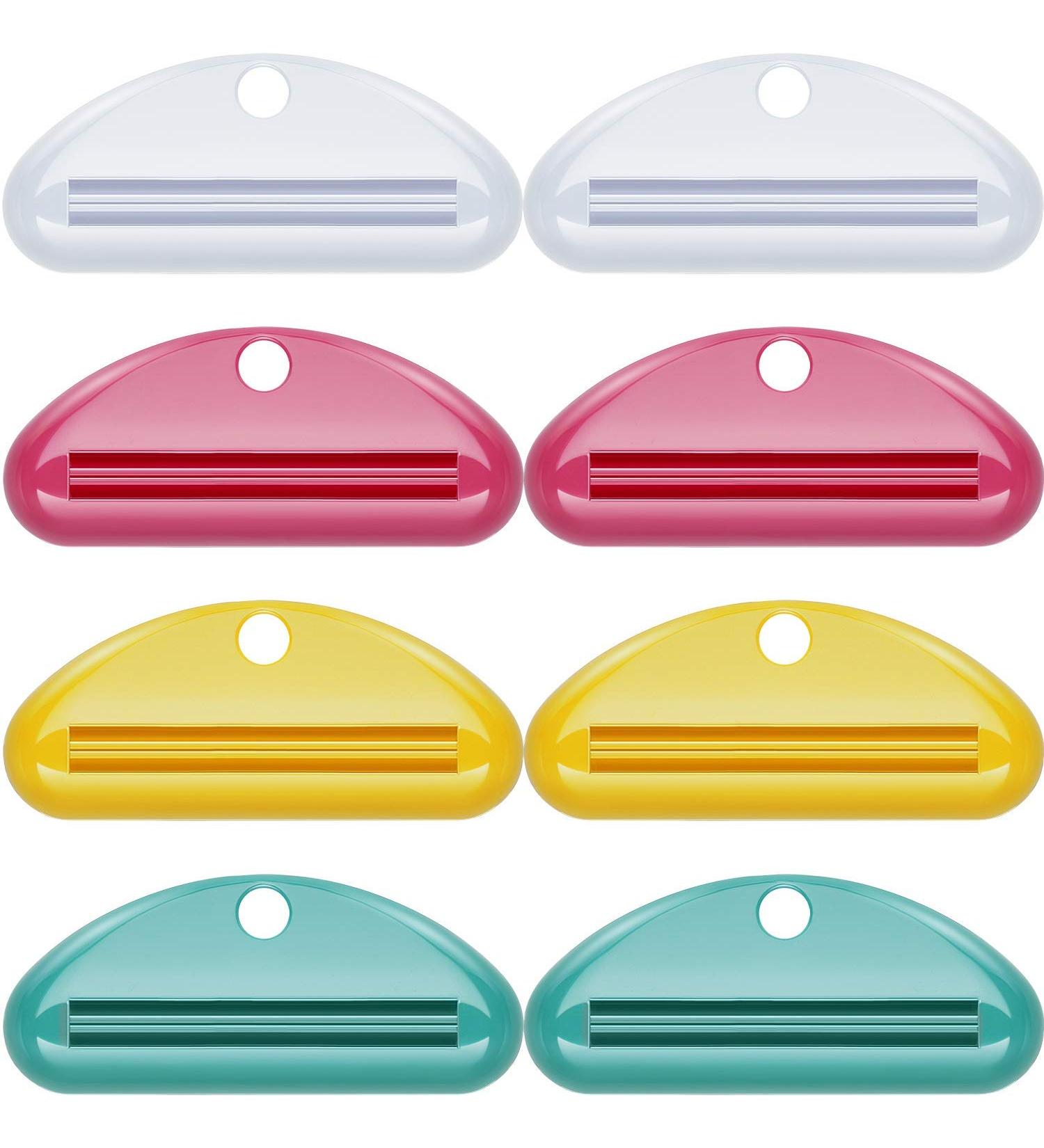 Quesuc 8 Pieces Toothpaste Tube Squeezer Dispenser Toothpaste Clips for Bathroom (Red Green Yellow White) - Buy Online on SooperMarket.com
