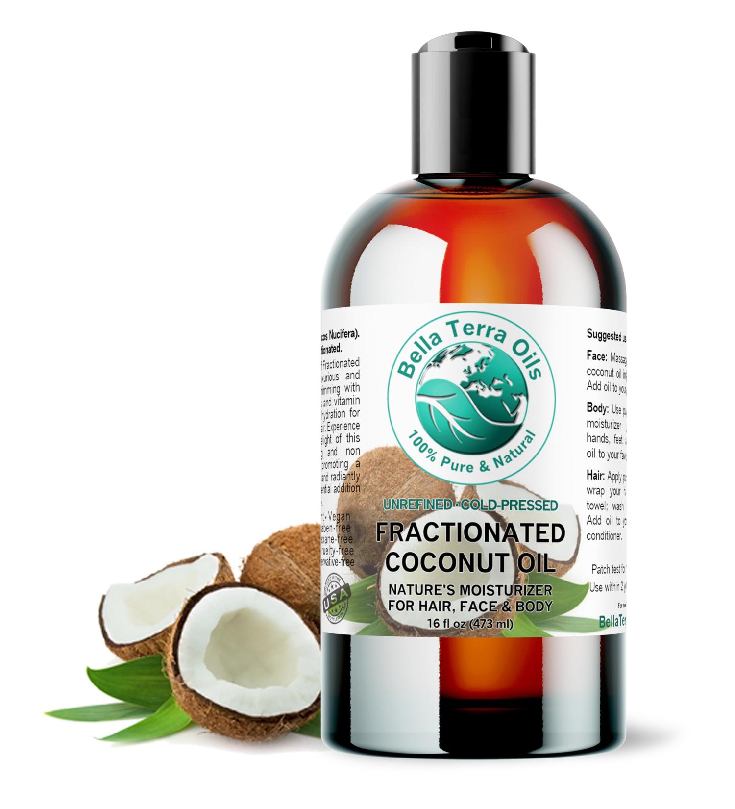 Shop Bella Terra Organic Fractionated Coconut Oil 16 oz - Nutrient-Rich Antioxidants & MCTs for Skin Care & Wellness - International Shipping Available - Buy Online on SooperMarket.com