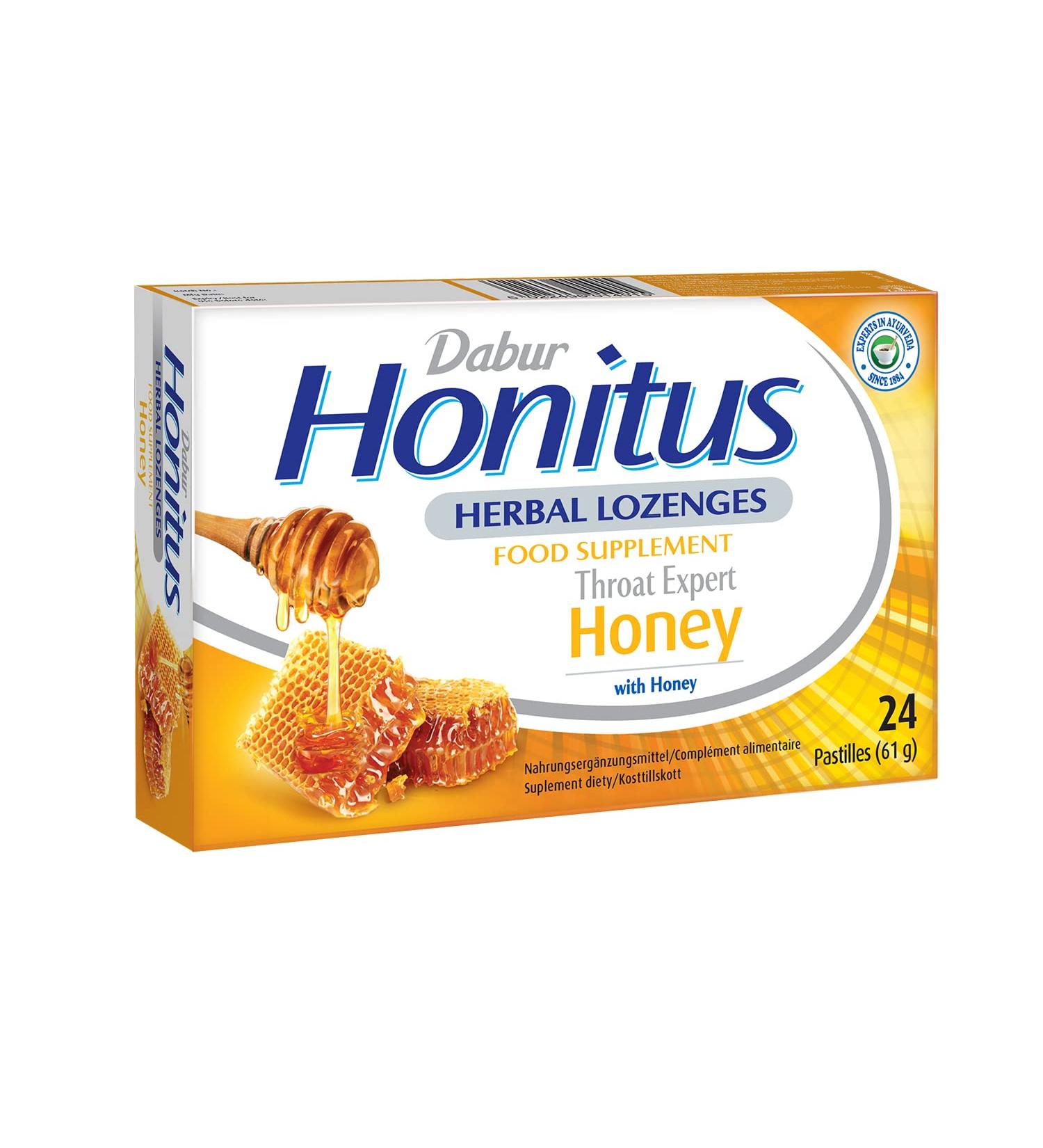 Dabur Honitus Herbal Lozenges - 24 Lozenges | Soothing Honey Flavor for Cough & Sore Throat Relief - Buy Online on SooperMarket.com