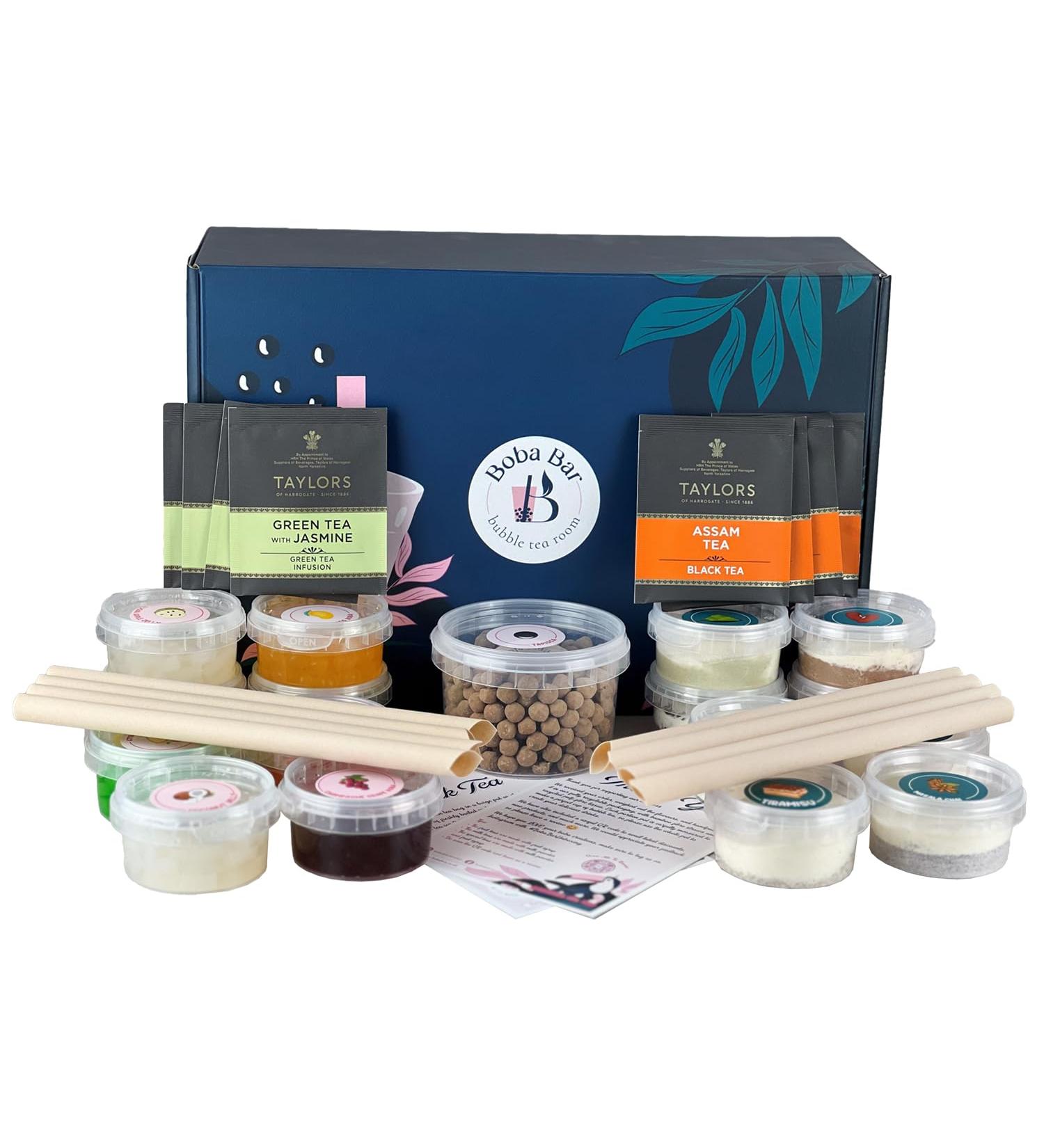 MBTK - 8 (Boba Bar London | Pearlicious Milk Bubble Tea Kit | 8 Milk Tea Flavours | 8 Boba & Jelly Toppings | Tapioca Pearls | 8 Bamboo Straws | 8 Tea Bags | 2 Recipe Cards ) - Buy Online on SooperMarket.com