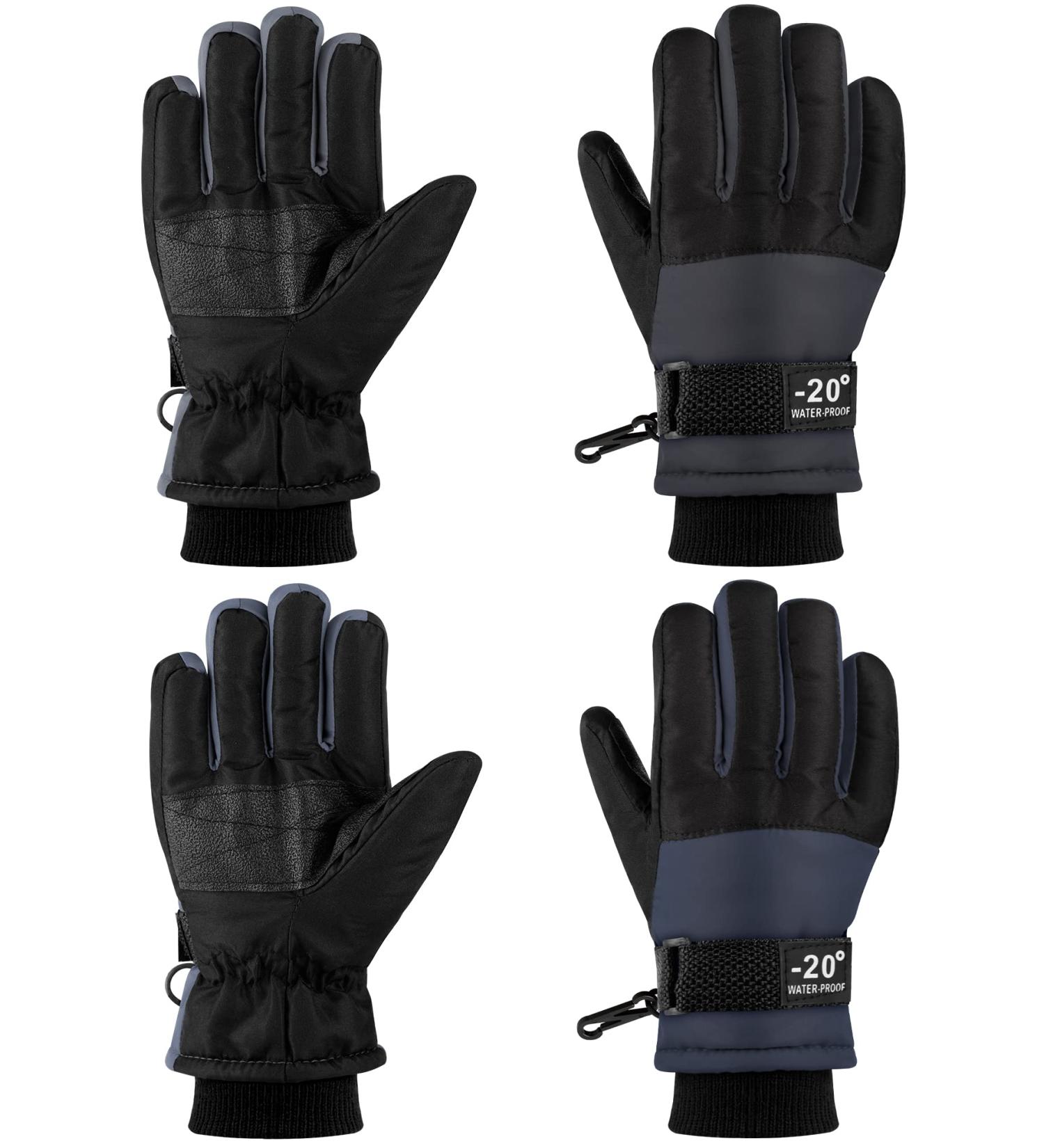 ONESING Kids Snow Gloves 2 Pair Set | Ages 3-12 | Boys Winter Ski Gloves | Warm, Windproof & Thick | Gray & Navy Blue (3-7 years) - Buy Online on SooperMarket.com