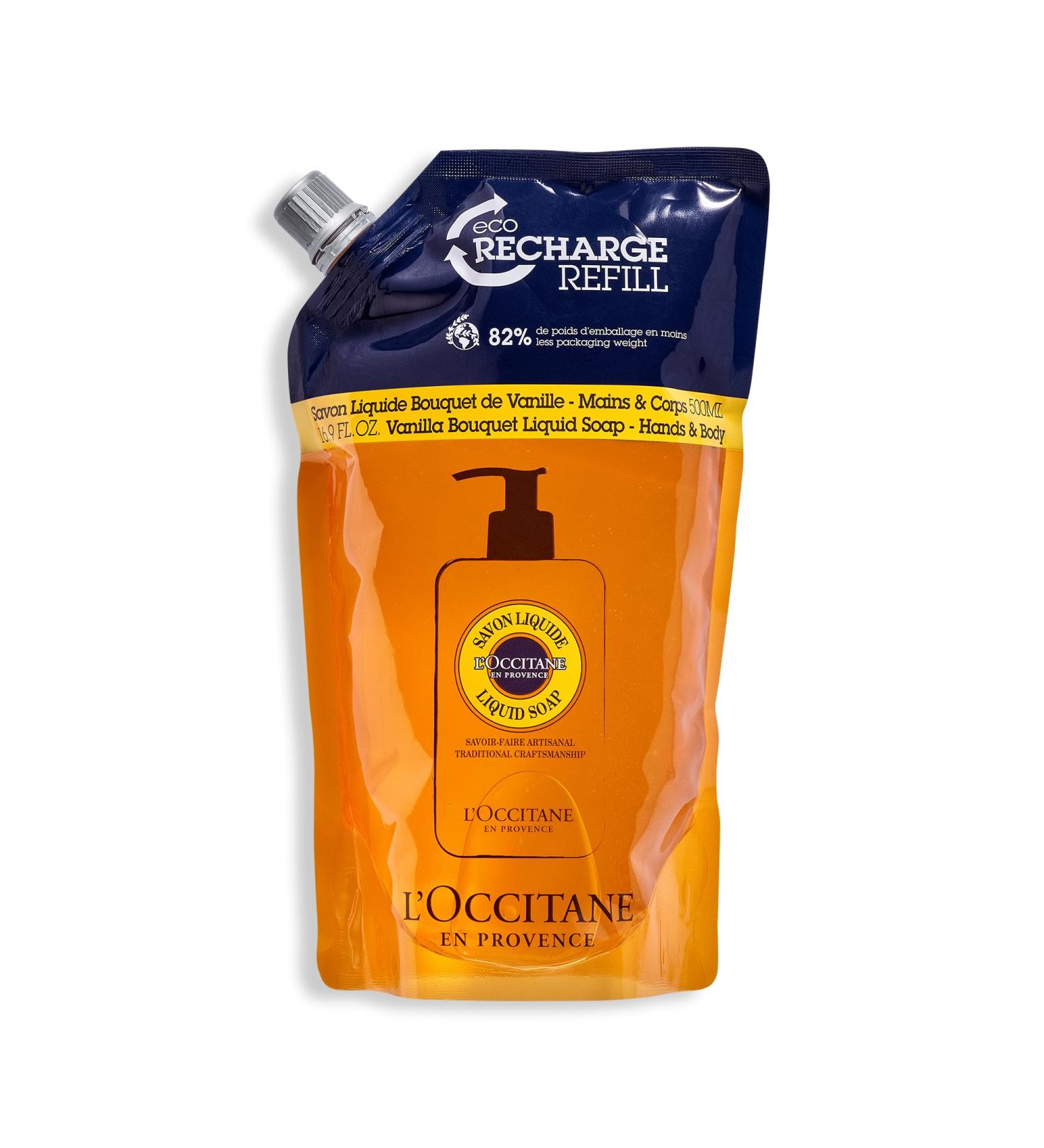 L'OCCITANE Shea Butter Vanilla Bouquet Hands & Body Liquid Soap Refill 500ml | Vegan & 98% Readily Biodegradable | Luxury & Sustainable Beauty Bodycare for All Skin Types - Buy Online on SooperMarket.com