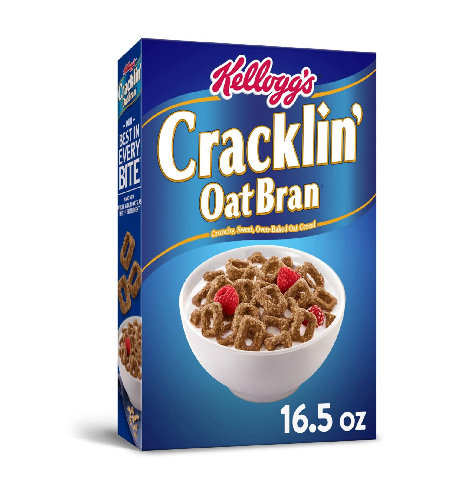 Kellogg's Cracklin' Oat Bran Cereal - High Fiber, 8 Vitamins & Minerals, Original Flavor - 16.5oz Box - Buy Online on SooperMarket.com