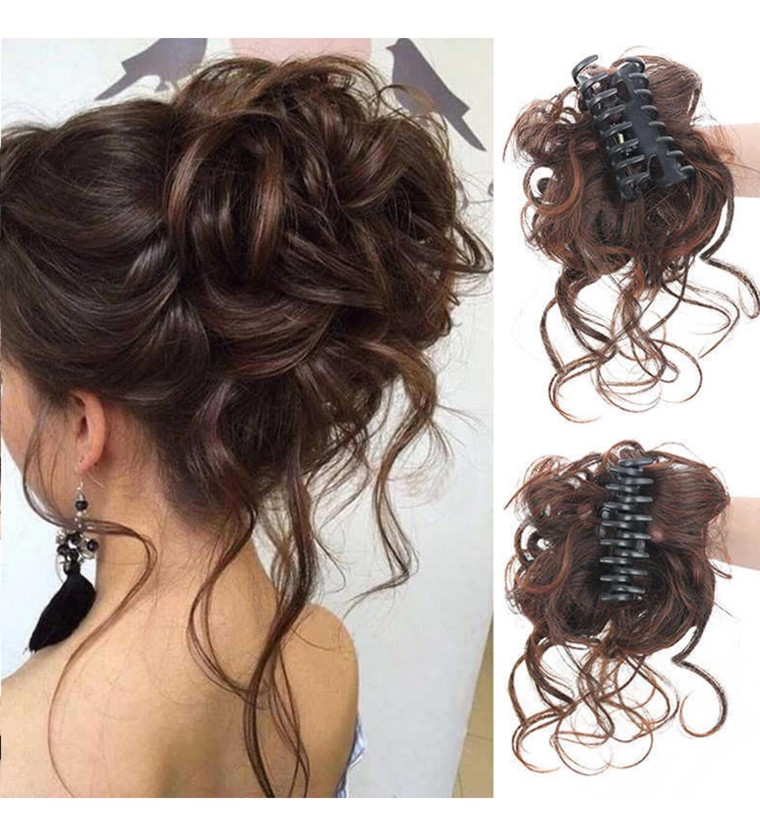 Long beard ball head wig bun grab clip Fluffy natural scrunchie bridal cocktail hairpin Messy Hair Bun Extensions Curly Wavy Hair Scrunchies Messy Bun Hairpiece (Light brown with darker shades) - Buy Online on SooperMarket.com
