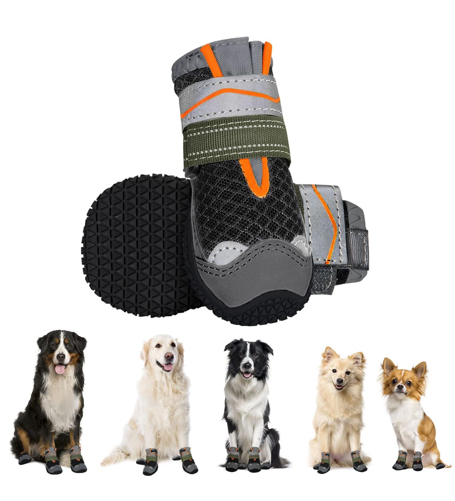 Eyin Dog Shoes - Breathable Non-Slip Paw Protection for Small Medium & Large Dogs - Reflective Velcro Fastener - Outdoor Sports - Size 5 (Width 5.8 cm) - 2 Pieces - Buy Online on SooperMarket.com