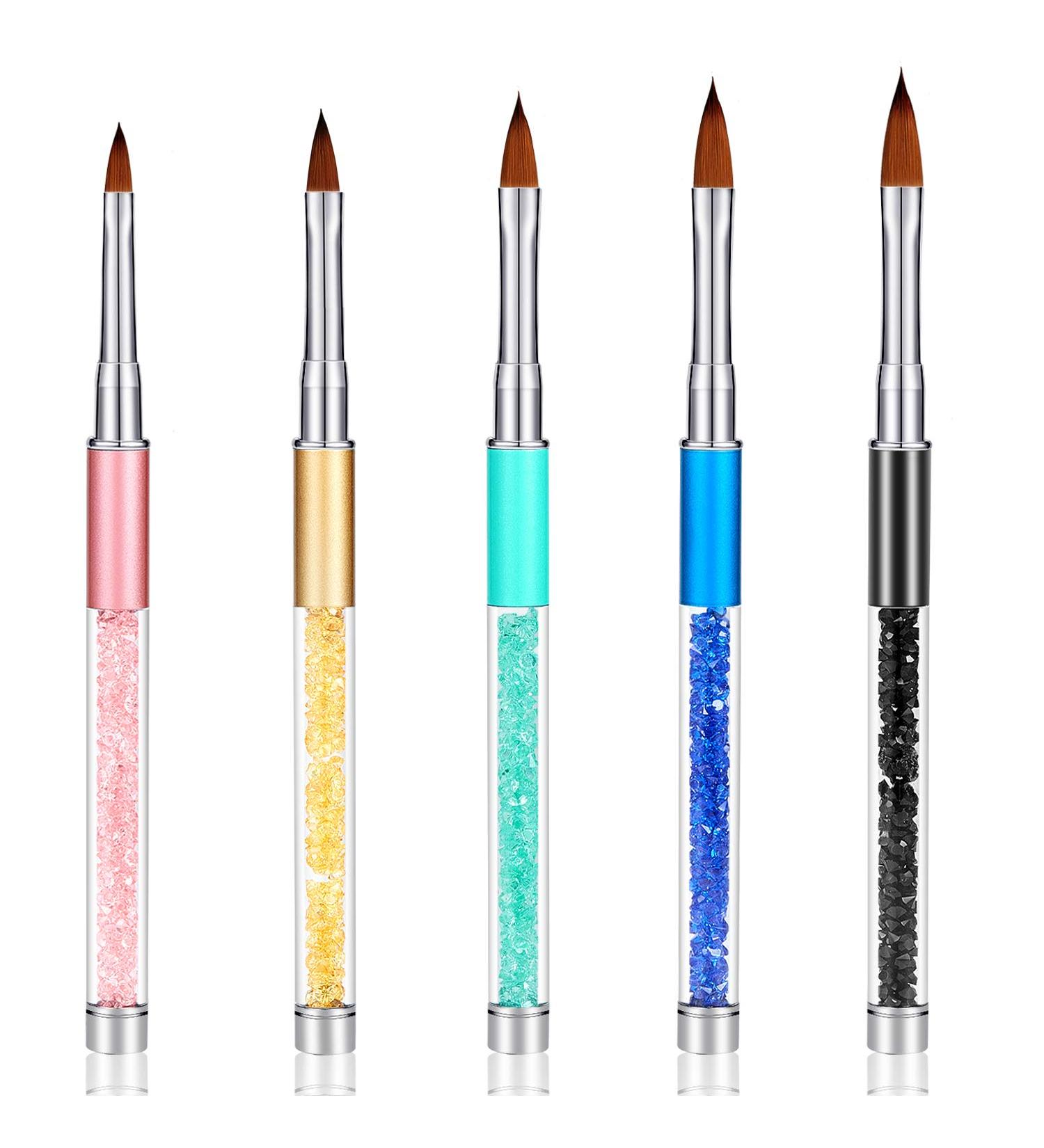 5 Piece Rhinestone Nail Brush Set with Metal Handle for Salon Quality 3D Nail Art - Sizes 4, 6, 8, 10, 12 - Buy Online on SooperMarket.com