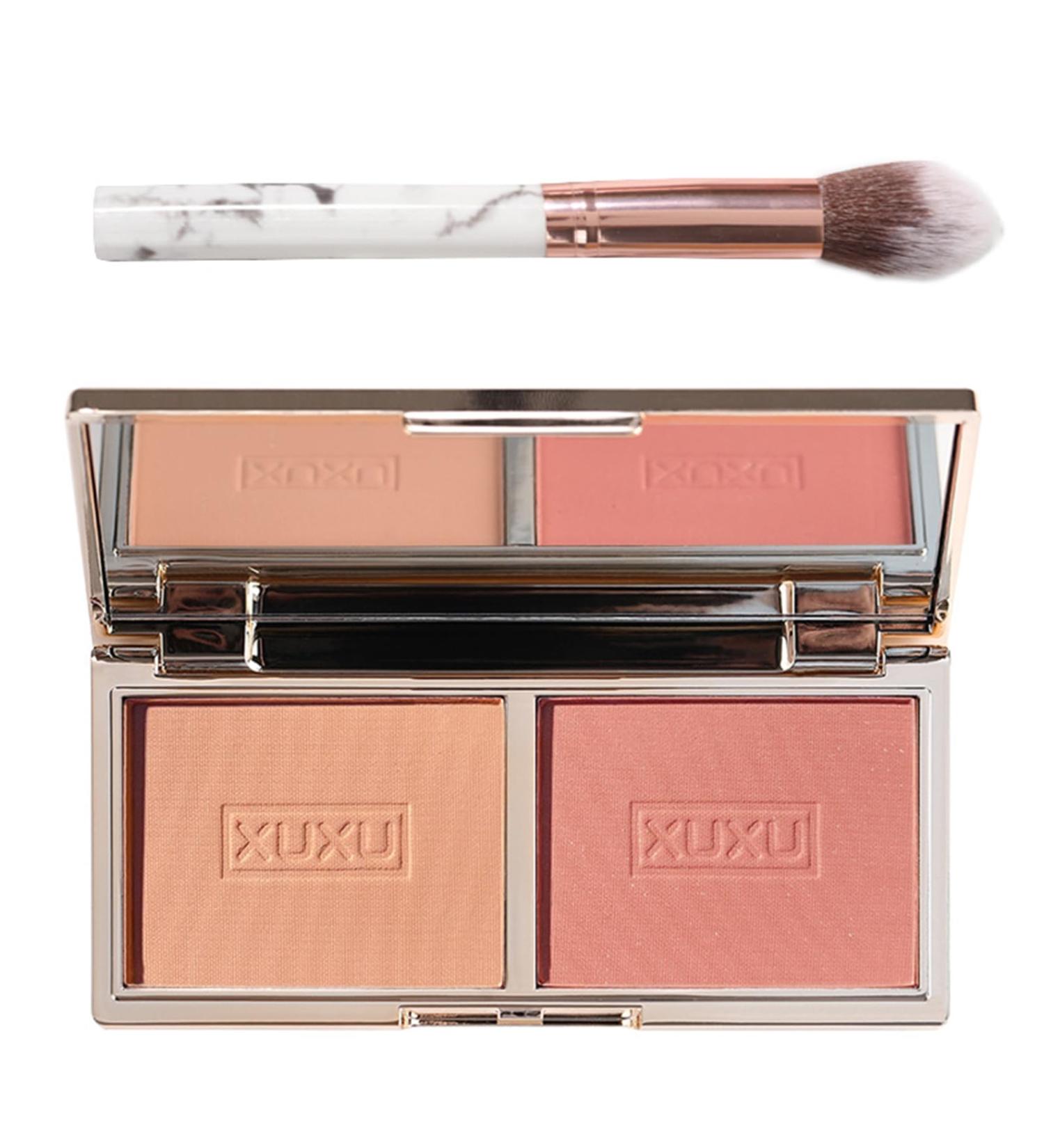 Matte and Shimmer Blush Palette with Mirror and Brush - Long-Wearing Natural-Looking Cheek Tint - 01 (1g) - Buy Online on SooperMarket.com