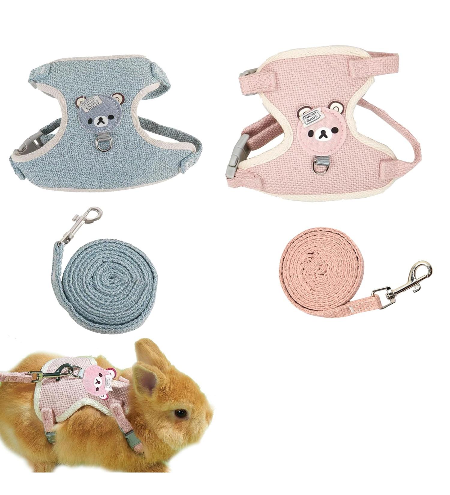 Guoyou 2-Pack Adjustable Soft Rabbit Leash & Dishes | Ideal for Dwarf Rabbits Bunnies Cats & Small Dogs - Perfect Pet Walking Solution - Buy Online on SooperMarket.com