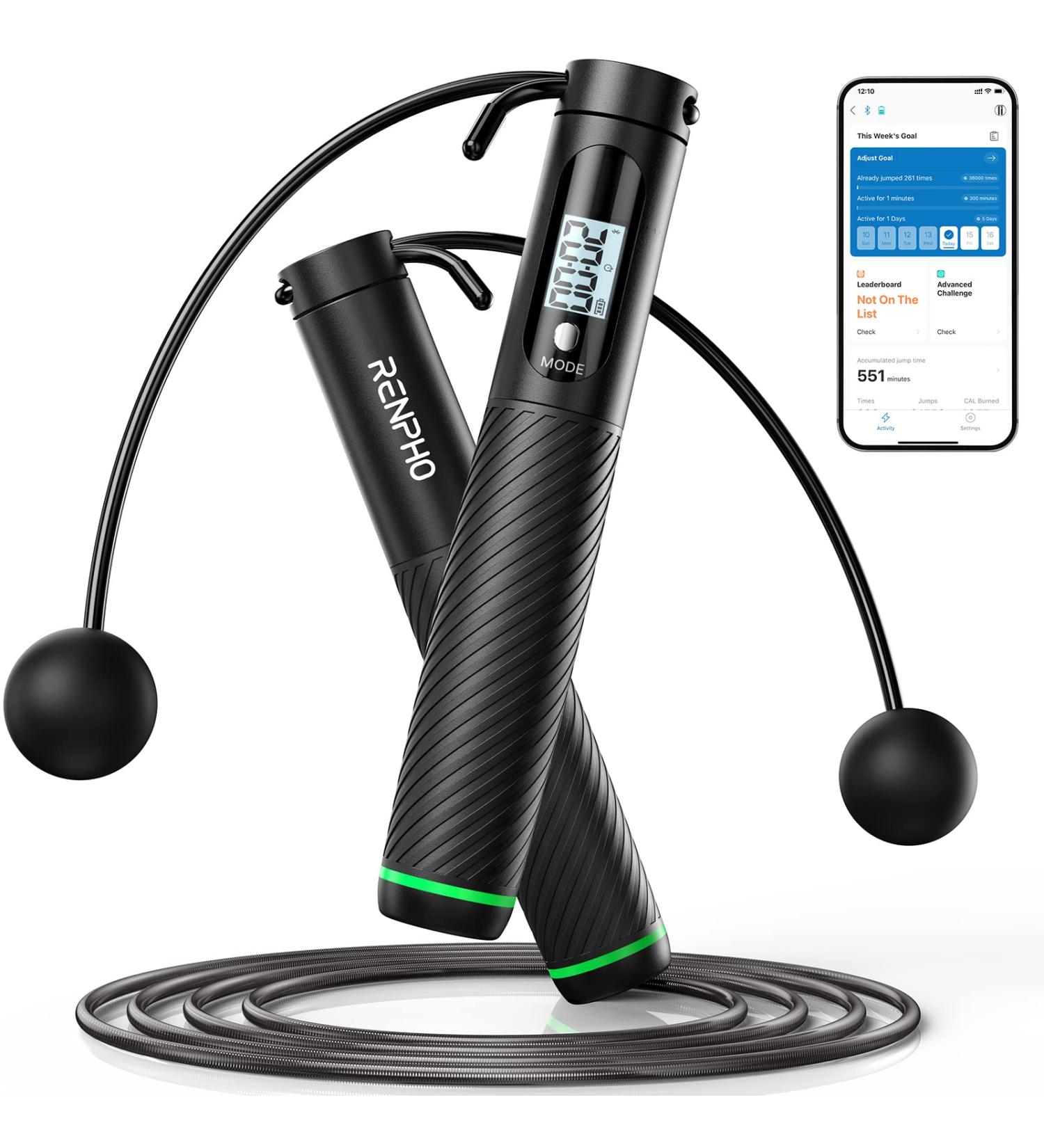 RENPHO Cordless Weighted Jump Rope with Counter for Fitness - Smart Skipping Rope for At-Home Workouts - Burn Calories with APP Data Analysis - Adult & Kids - Buy Online on SooperMarket.com