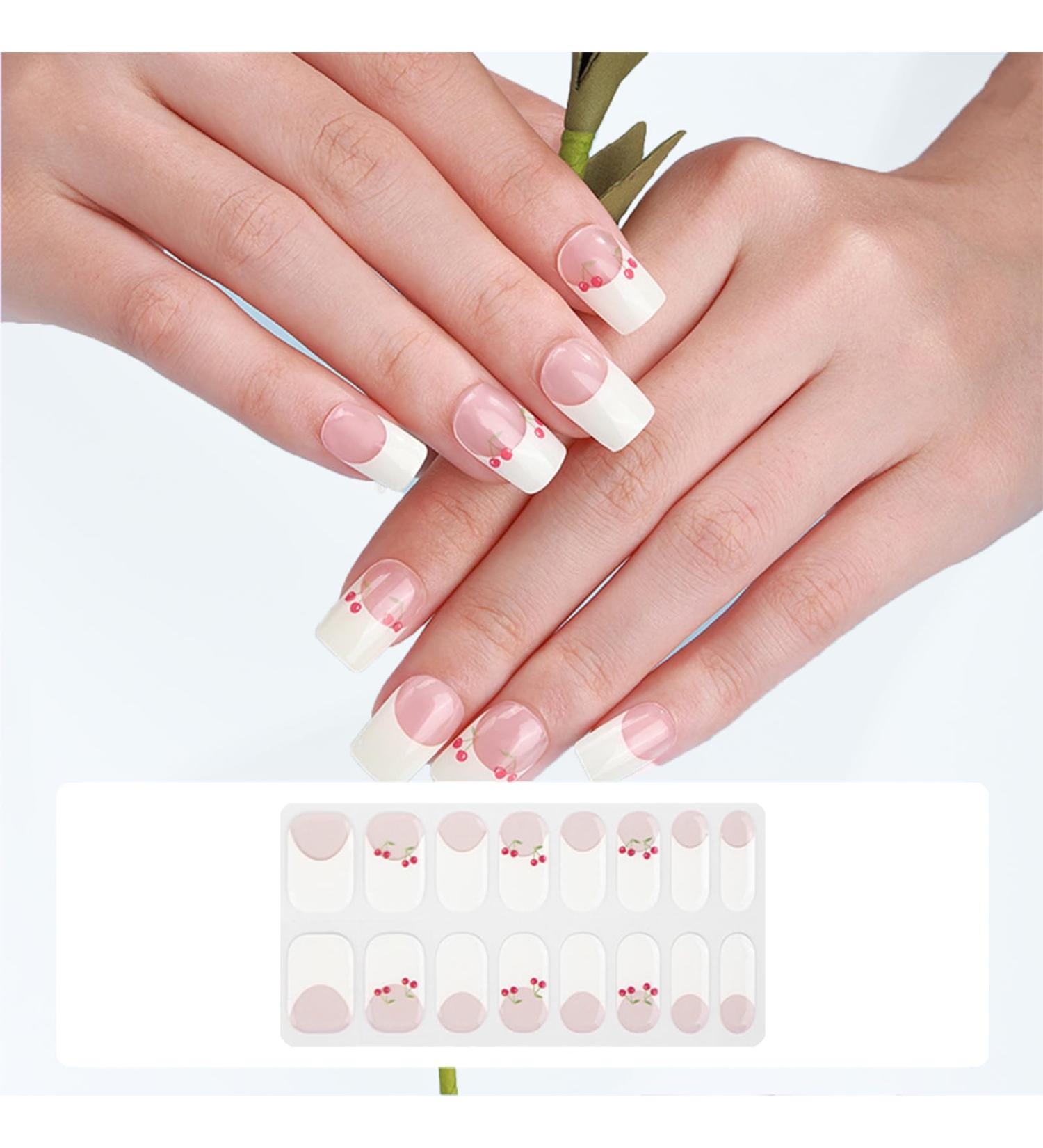 Semi Cured Gel Nail Strips Gel Nail Stickers - 16 Pcs Nail Stickers for Nail Art - Soft Self-Adhesive Gel Nail Wraps Easy Apply & Remove for Salon-Quality Manicure Kit (UV/LED Lamp Required)(BSG-0447) - Buy Online on SooperMarket.com