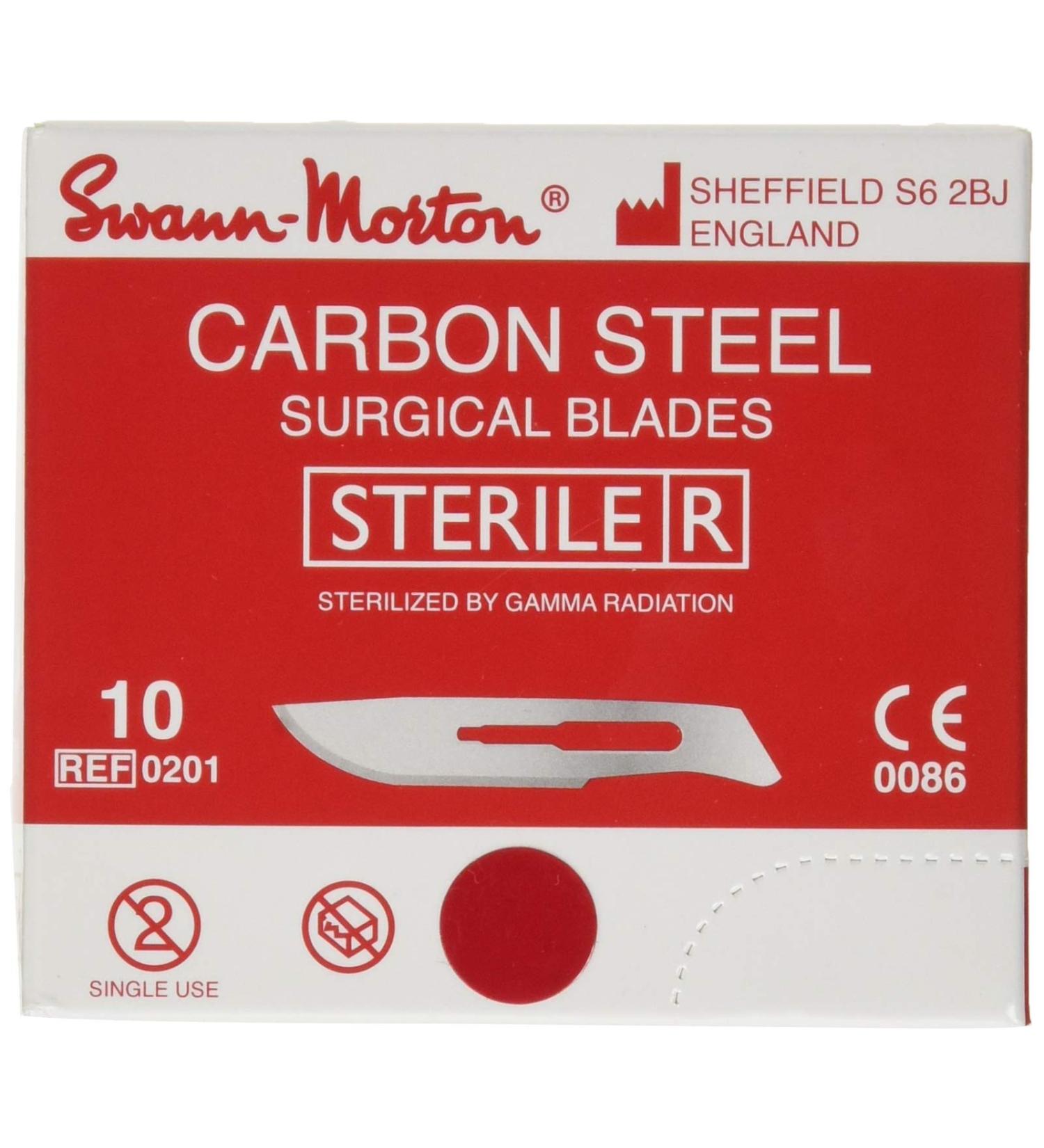 Swann-Morton 0201 Surgical Scalpel Blade #10 - Sterile Carbon Steel 100 Count Foil Packs for Medical Professionals - Buy Online on SooperMarket.com