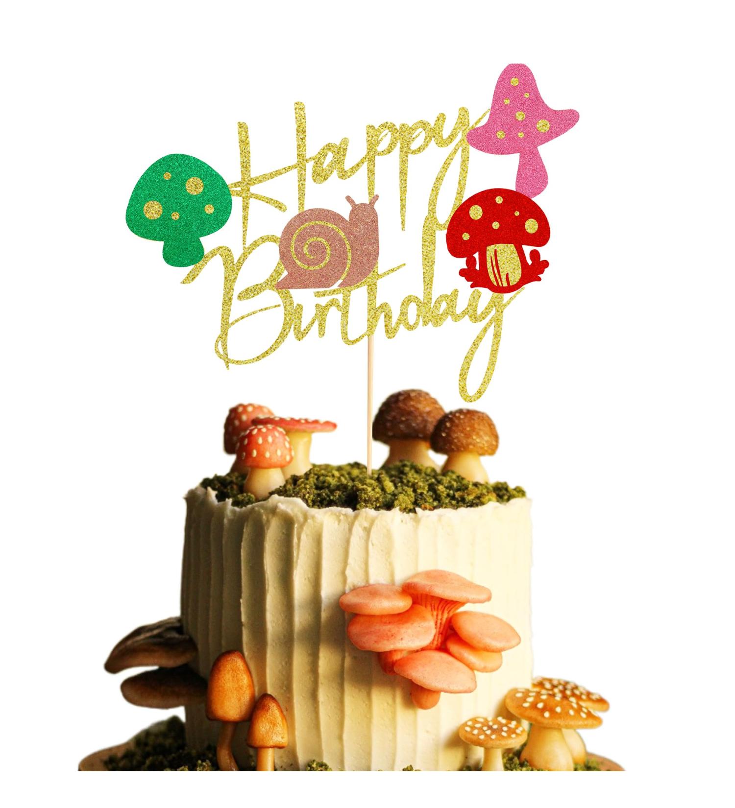 Arthsdite 1Pc Mushroom Cake Topper Mushroom Birthday Cake Decorations for Girls Boys Mushroom Snail Happy Birthday Decorations Theme Party Supplies - Buy Online on SooperMarket.com