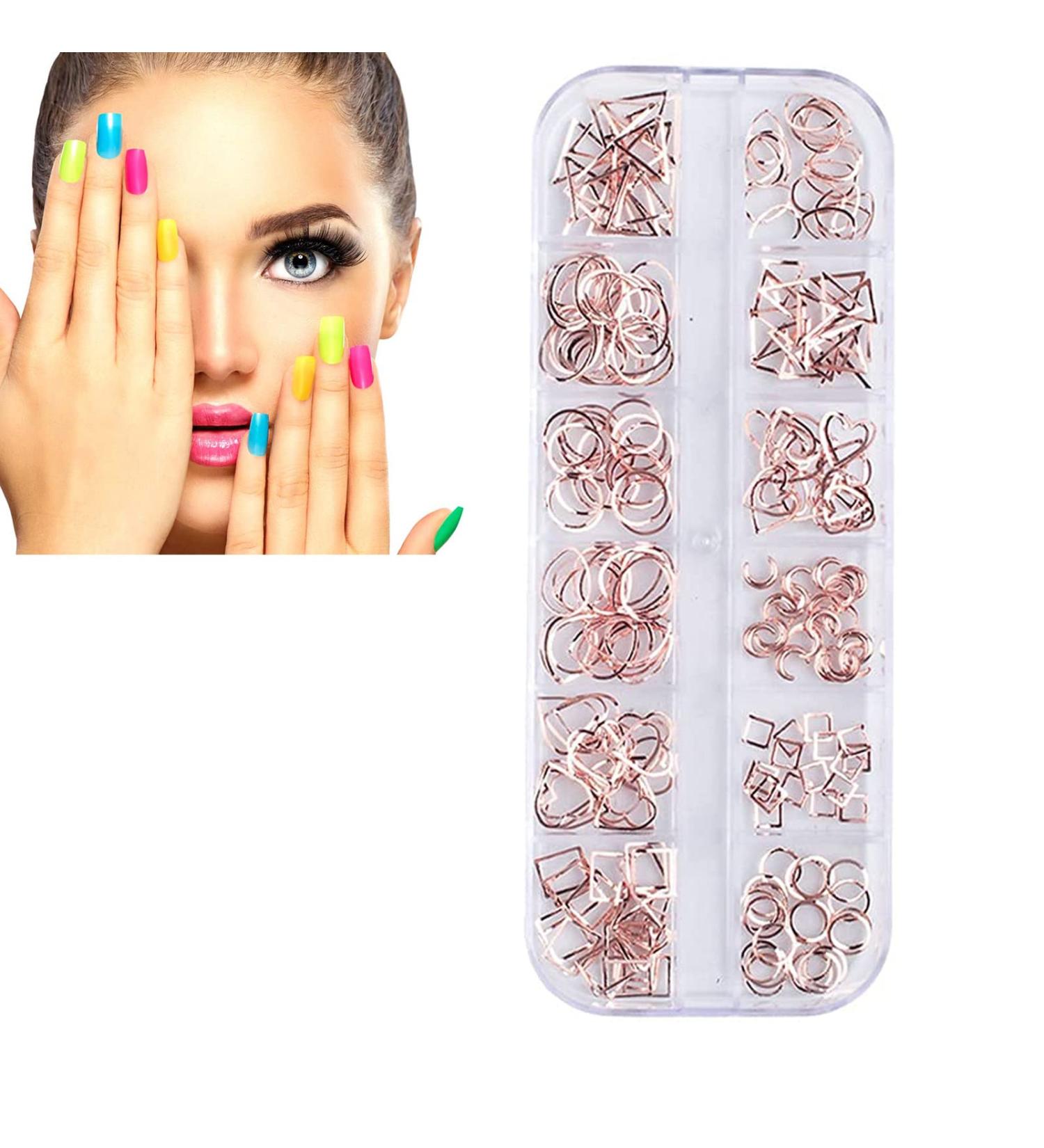Artistic Nail Studs Rose Gold Hollow Nail Stickers Nail Art DIY Geometry Circle Decoration Manicure Decor Nail Art Christmas - Buy Online on SooperMarket.com
