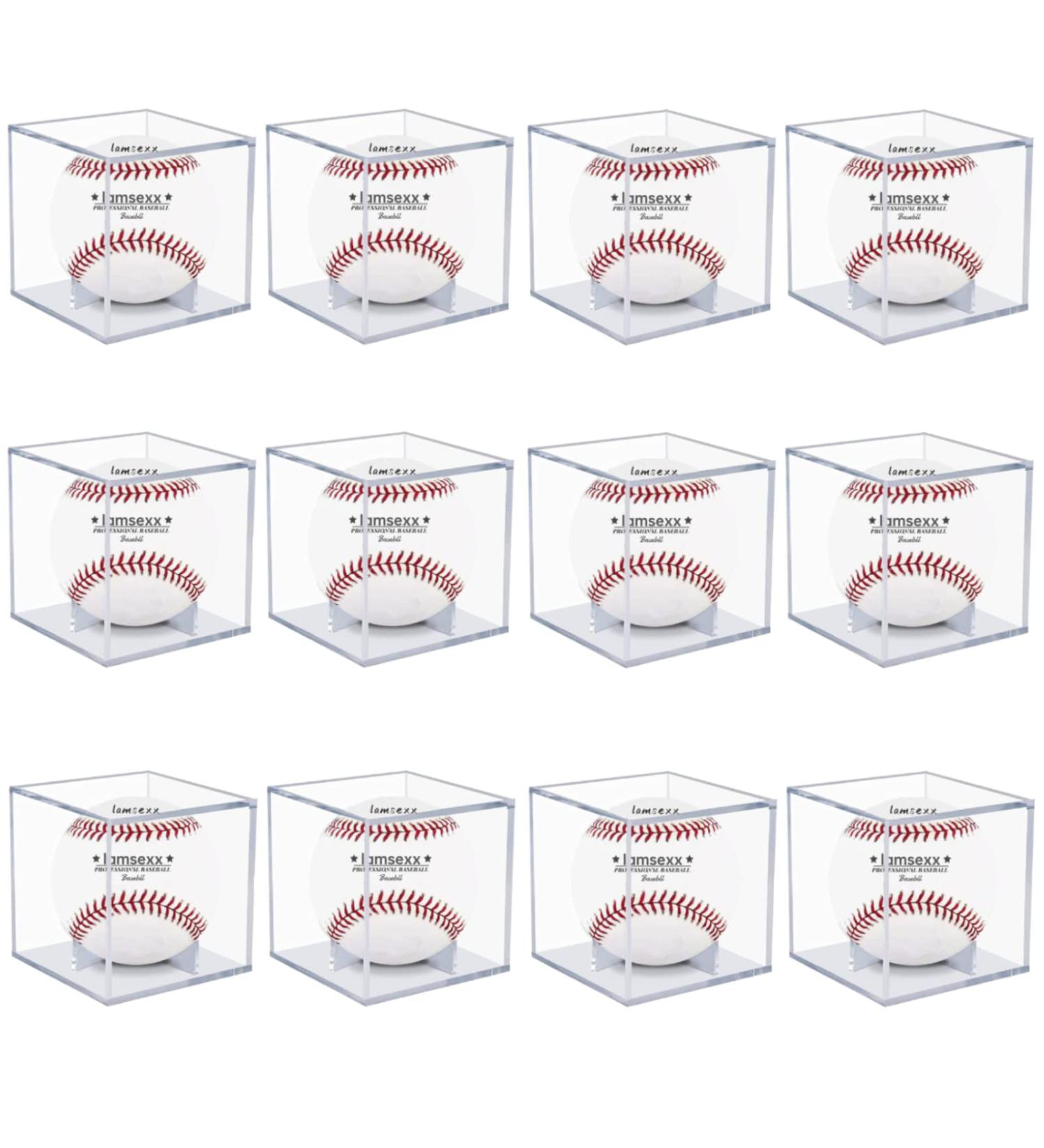 12-Pack UV Protected Clear Acrylic Display Cases for Baseballs - Memorabilia Showcase and Autograph Ball Protector - Buy Online on SooperMarket.com