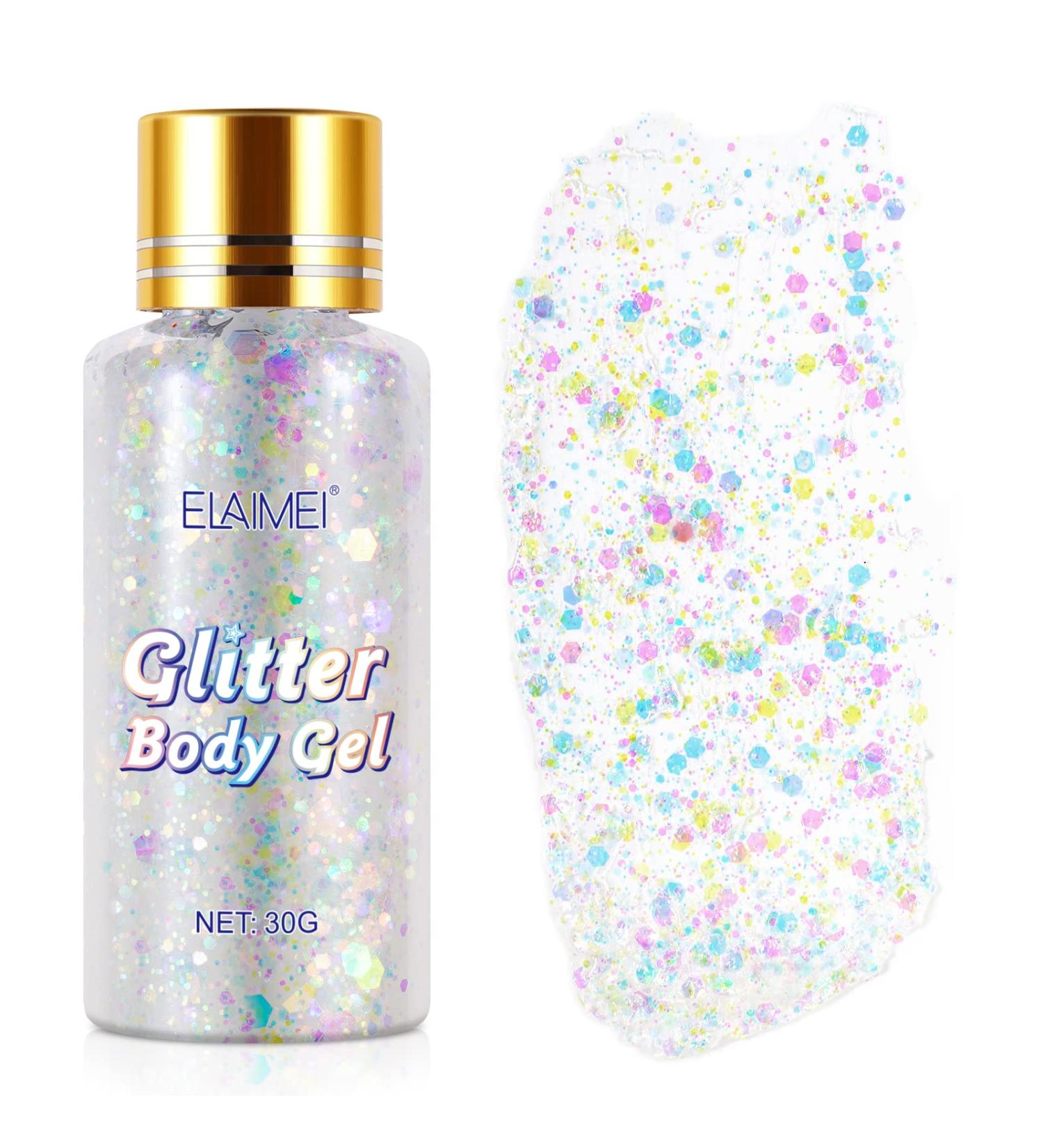 White Holographic Mermaid Sequins Body Glitter Gel - Long Lasting & Waterproof for Face, Body, Hair, and Nails - Perfect for Concerts, Parties, and Festivals - Buy Online on SooperMarket.com