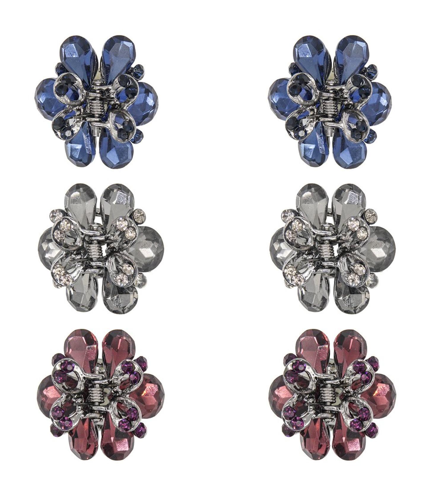 Carede Rhinestone Butterfly Claw Hair Clips Pack of 6 - Crystal Bow Hair Jaw Clip Barrettes for Girls & Women - Mixed Colors - 1.2 inch - Buy Online on SooperMarket.com