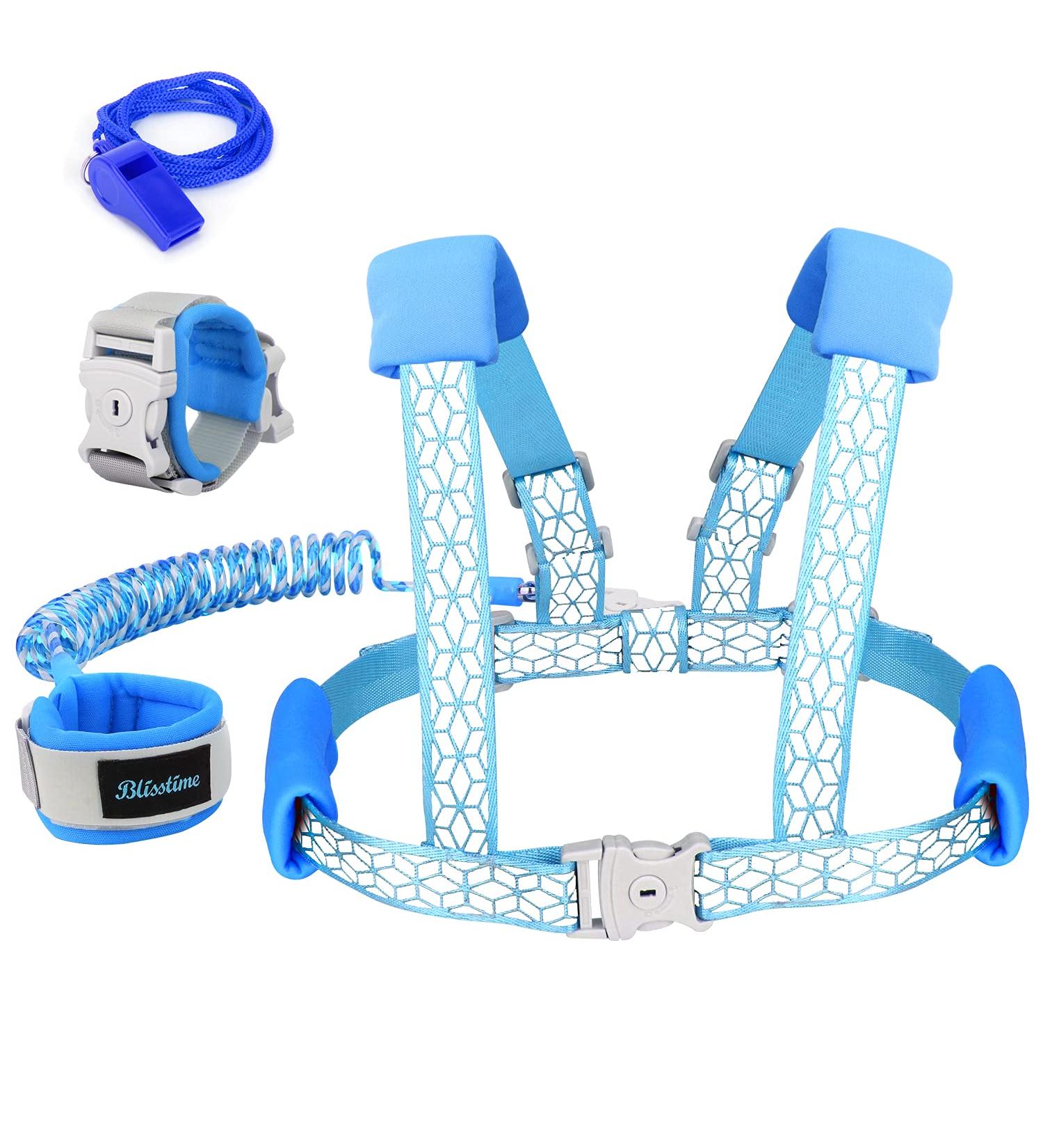 Blisstime Reflective Toddler Leash - 2 in 1 Anti Lost Wrist Link & Harness for Toddlers - Child Safety Leash in Blue - Buy Online on SooperMarket.com