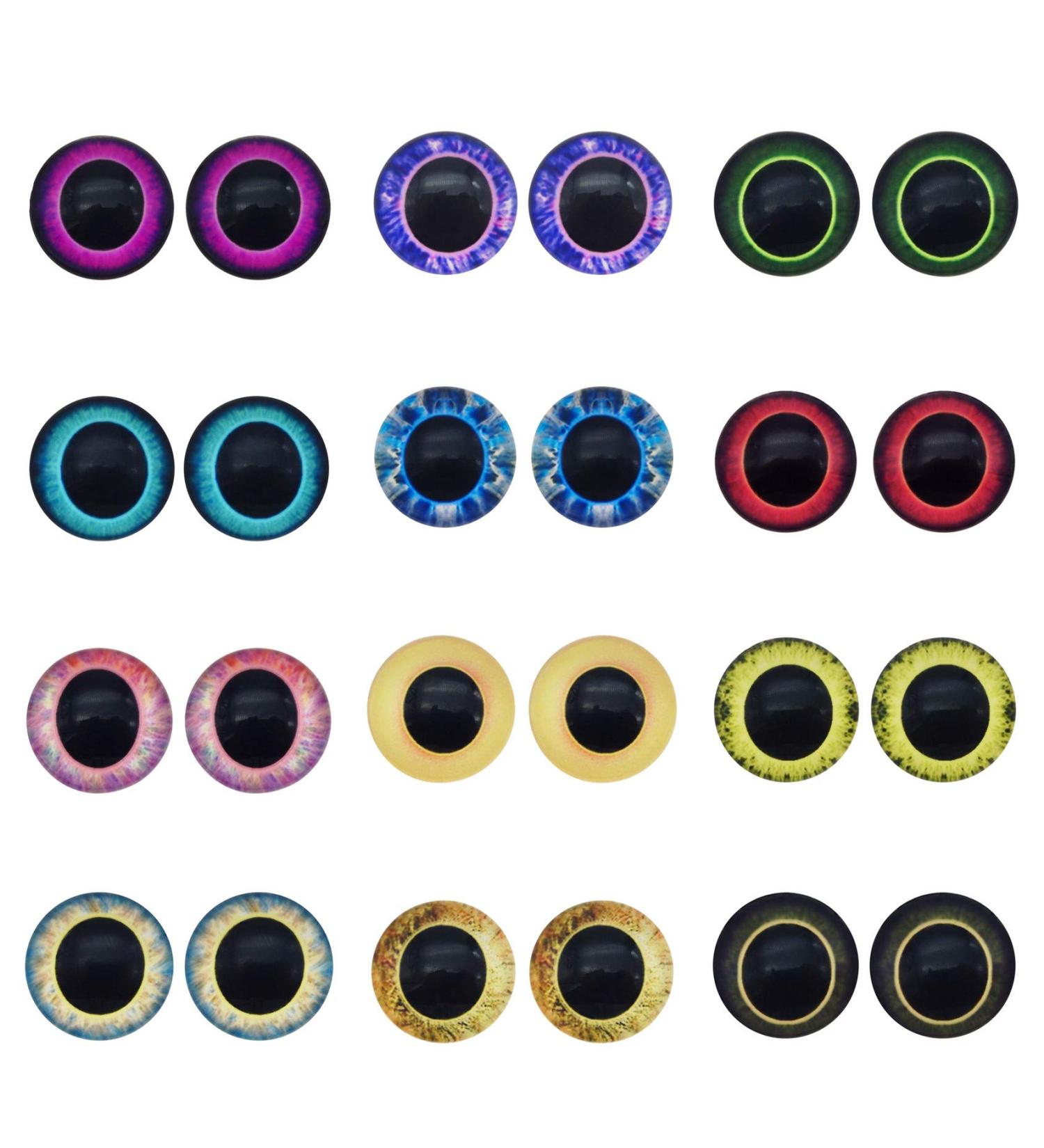 10 Pairs 25mm Owl Bird Glass Eyes for Art Dolls, Sculptures, Masks, Taxidermy - Flatback Design - Buy Online on SooperMarket.com