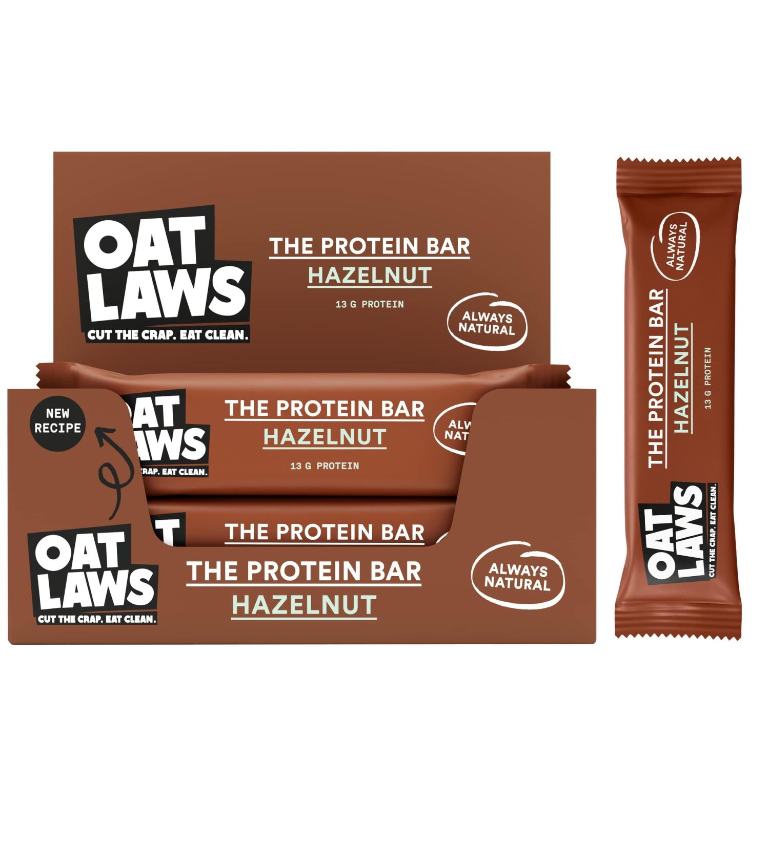 Oatlaws Hazelnut Protein Bar 12-Pack | Gluten-Free 14g Protein No Added Sugar Nutrient-Rich Energy Snack - Buy Online on SooperMarket.com