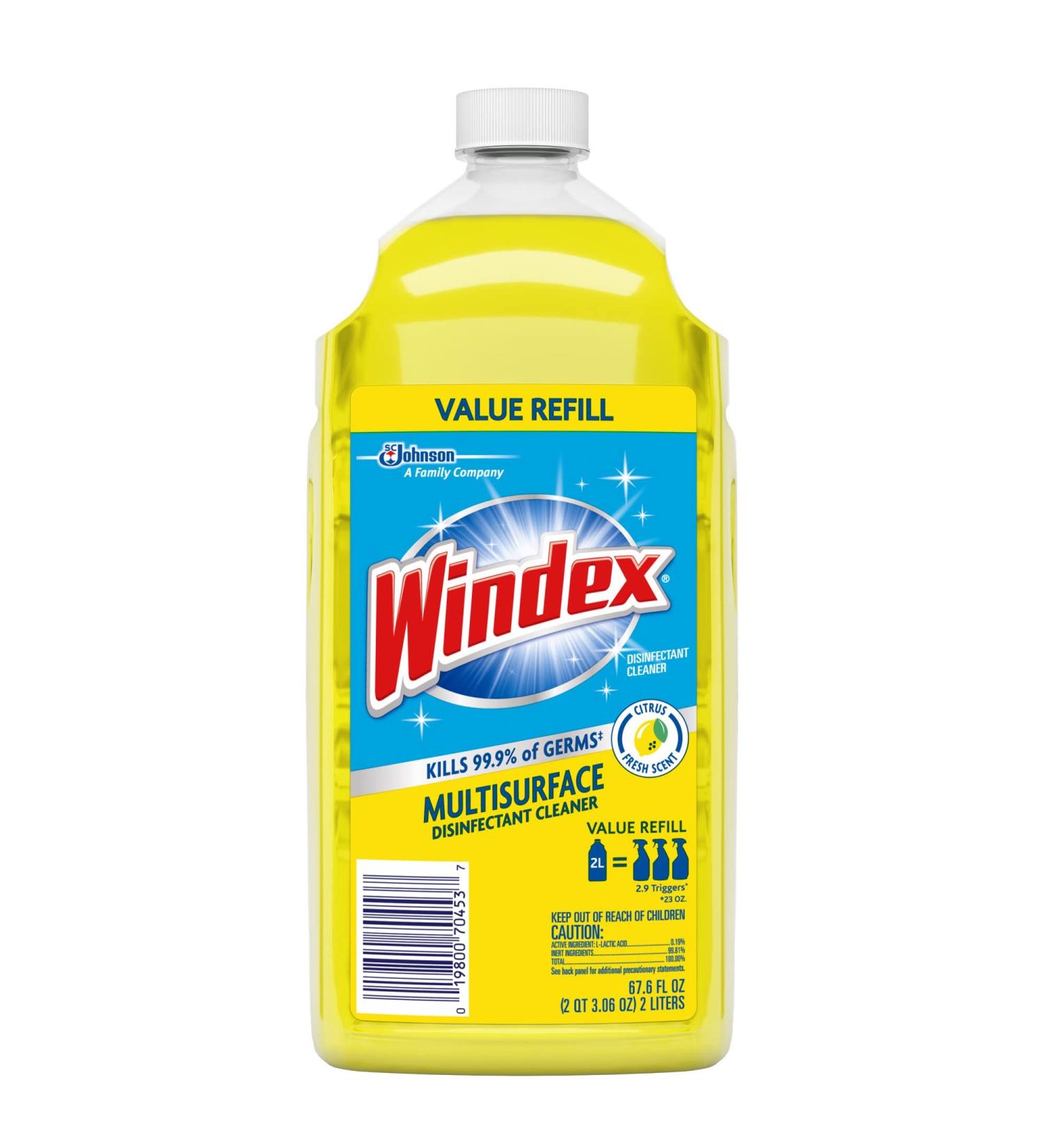 Windex Disinfectant Cleaner Multi-Surface Refill 67.6floz (2 Pack)